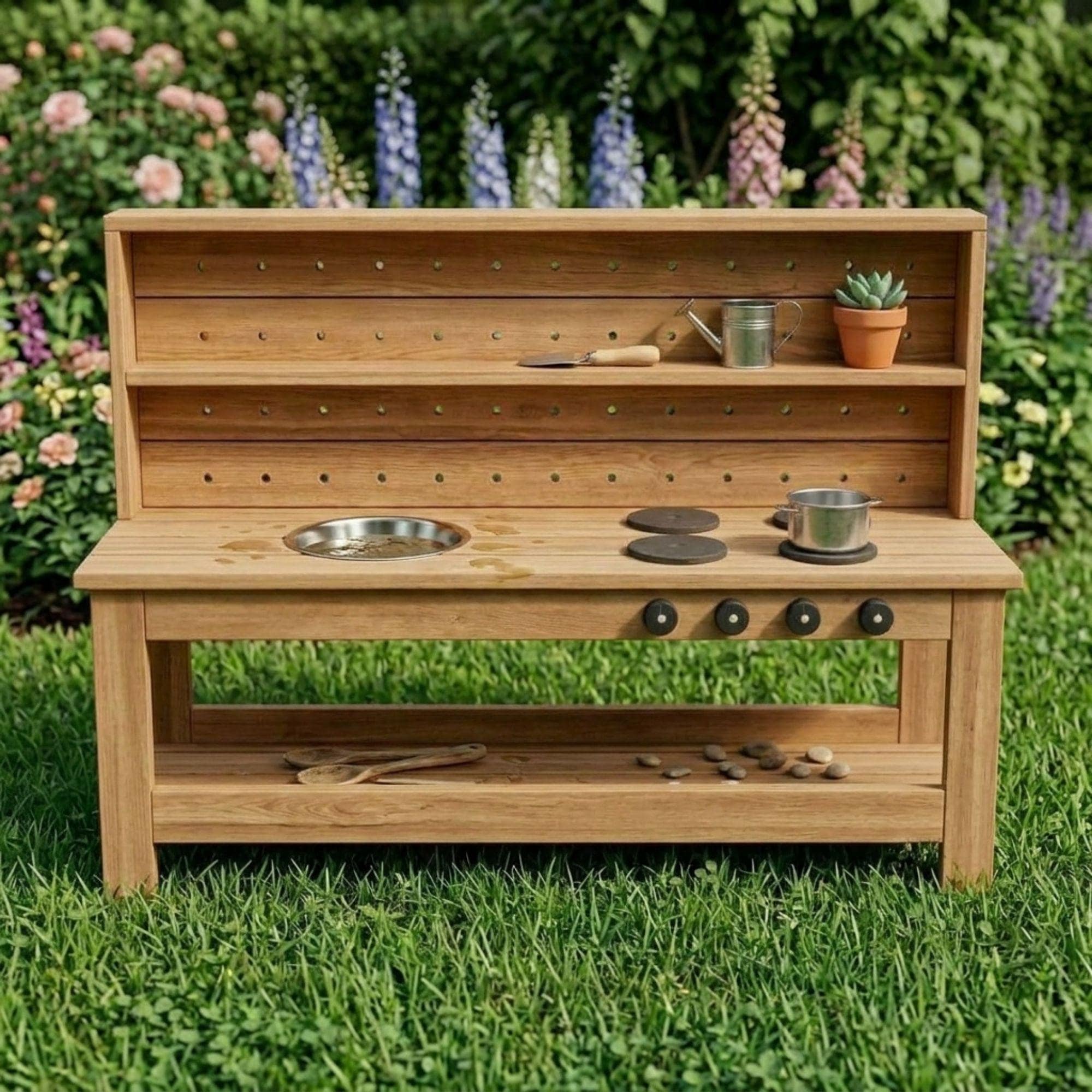 DIY Mud Kitchen Plans PDF | Outdoor Play Kitchen Blueprint | Large Montessori Pretend Play Station | Toddler Wooden Kitchen Build Guide - view 4