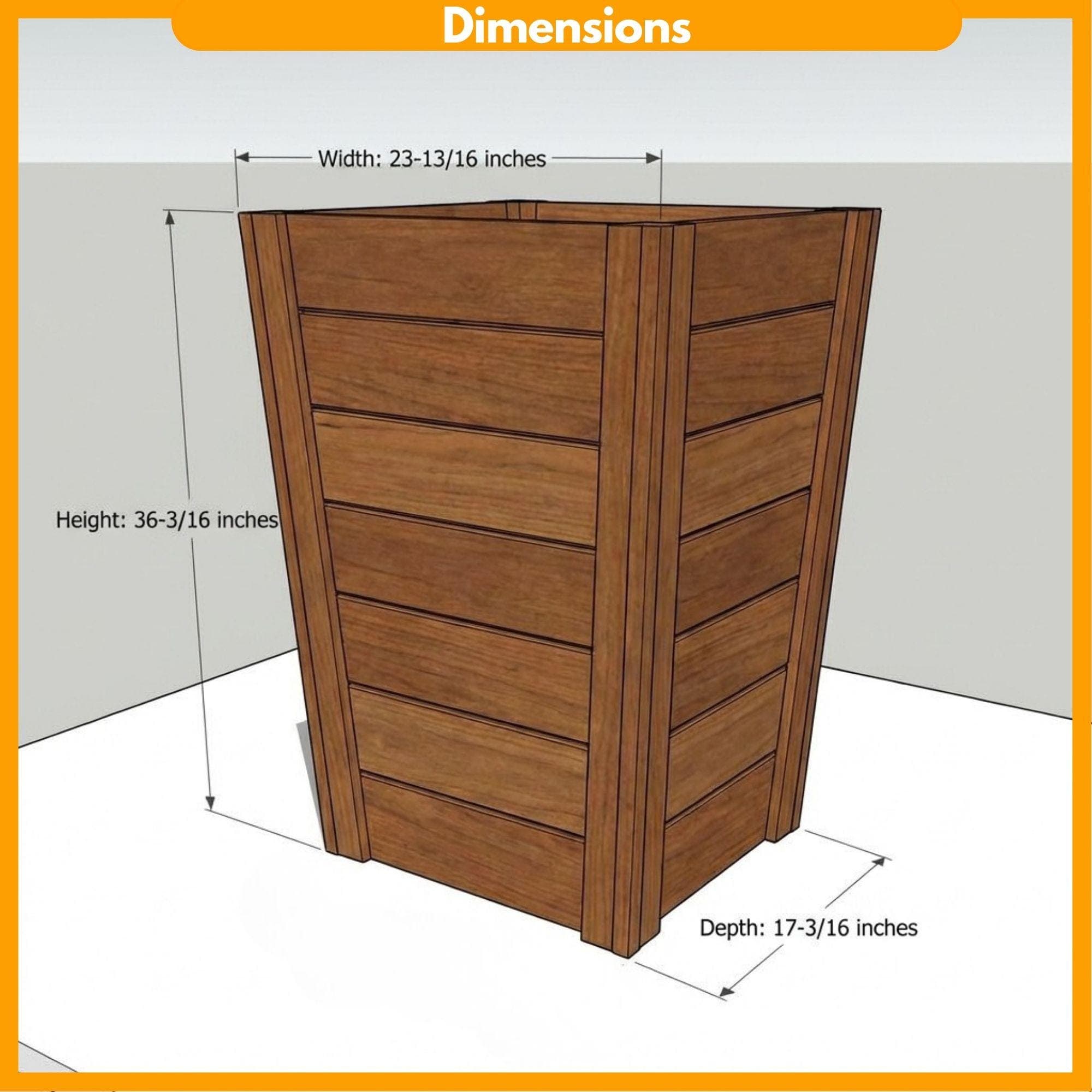 Tall Planter Box Plans | Modern Tapered Wood Outdoor Blueprint (PDF Download) - view 2