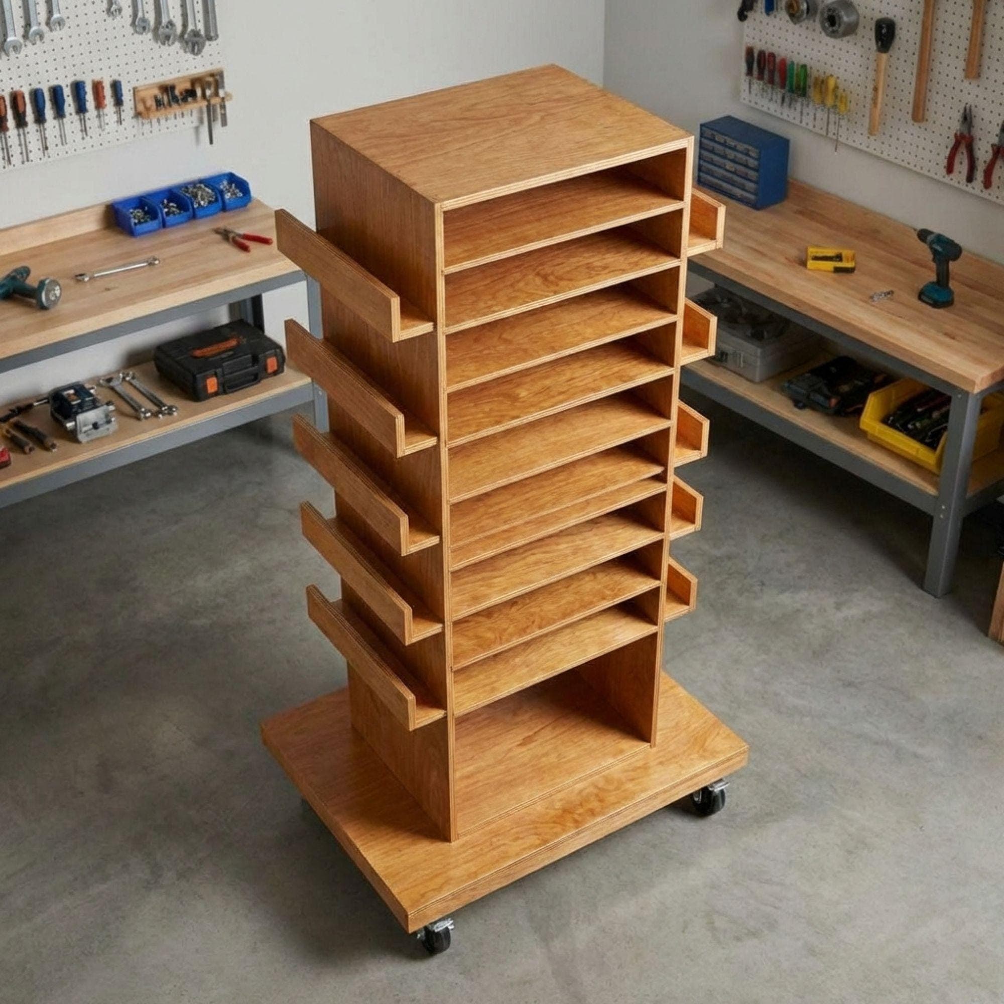 DIY Rolling Tool Station Plans | Mobile Tool Storage Cabinet PDF | Wood Tool Cabinet on Wheels | Hobby Organizer Cart | Garage Storage - view 6