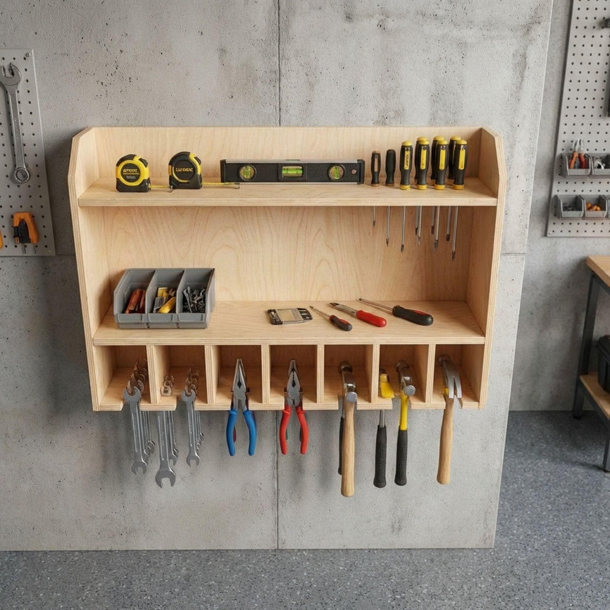 DIY Tool Organizer Plans | Cordless Drill Holder PDF | Power Tool Rack Plans | Wooden Drill Battery Storage Blueprint - view 5