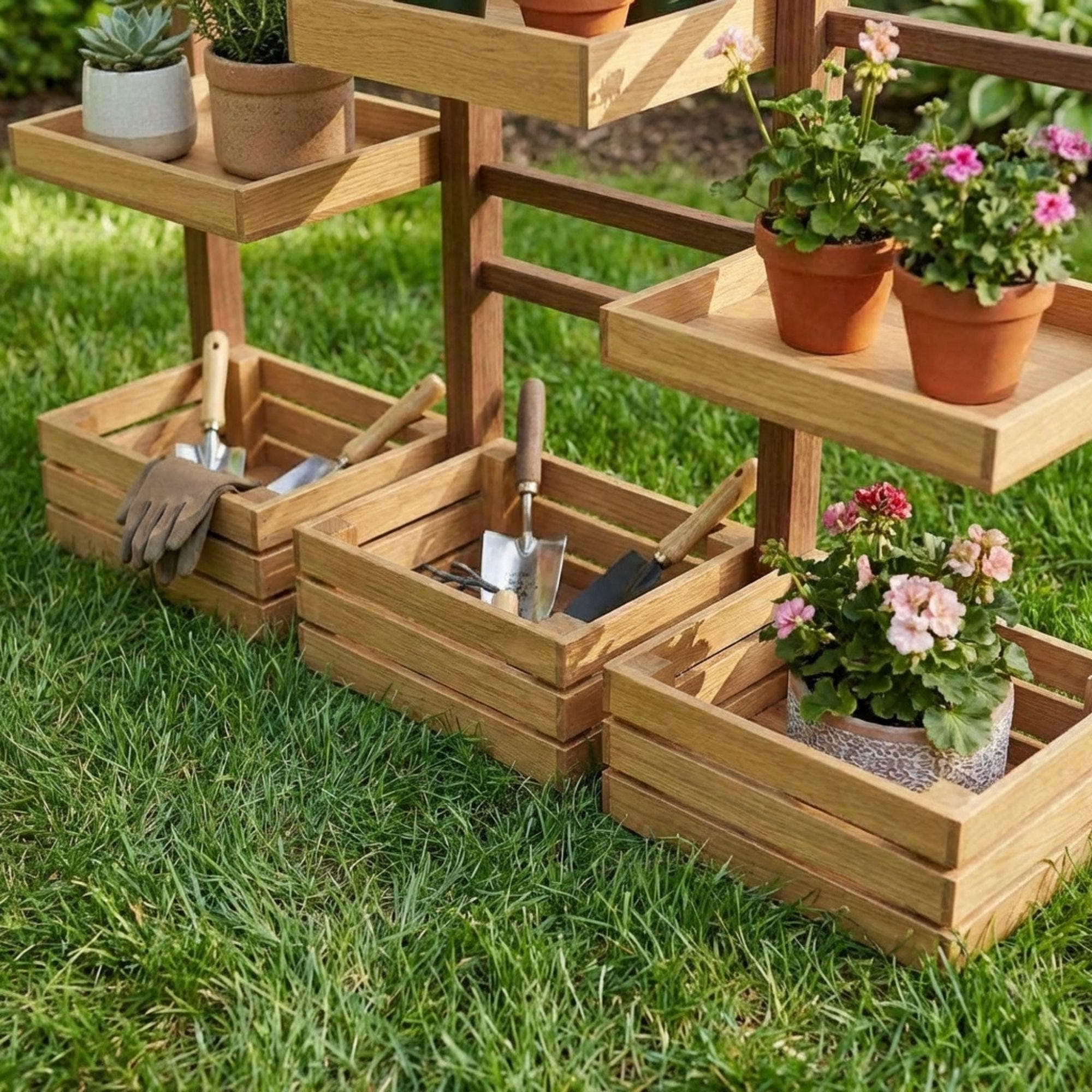 DIY Plant Stand Plans | Multi Tier Flower Pot Stand Blueprint |Outdoor Wooden Shelves PDF - view 6