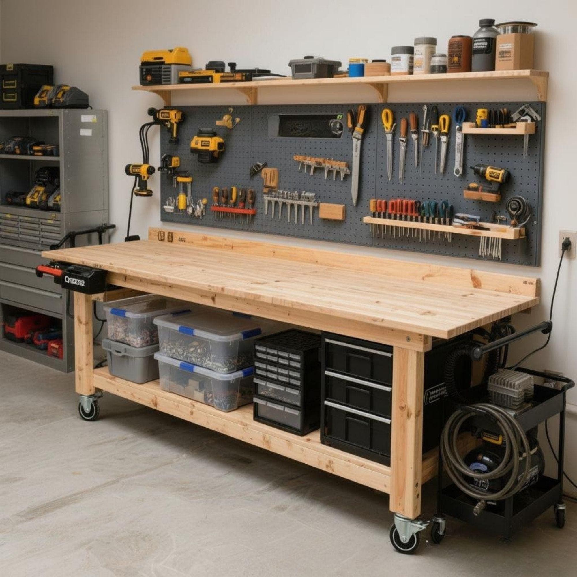 DIY Extra-Long Mobile Workbench Plans | Garage Workstation (Digital Download) - view 2
