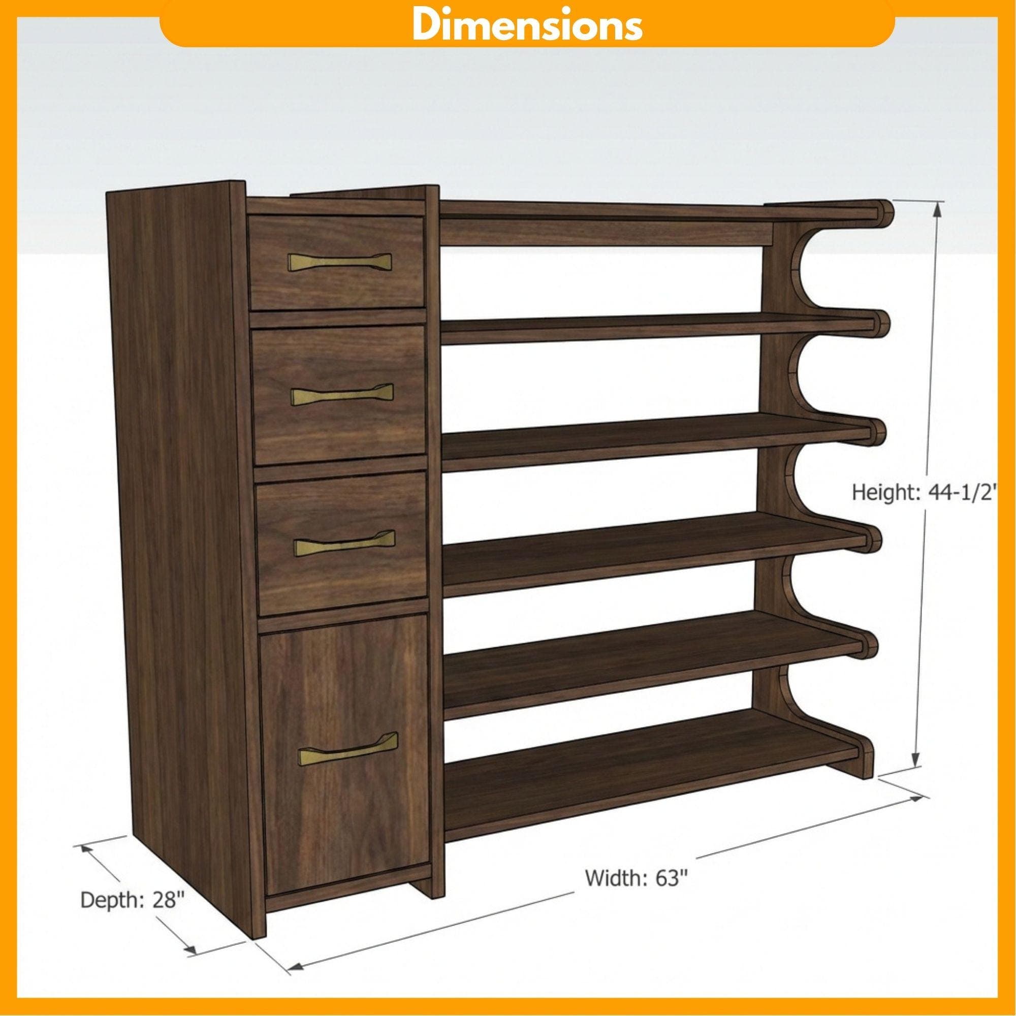 DIY Shoe Rack Plans PDF | Building Plans Shoe Cabinet | Wooden Shoe Storage Blueprint | Modular Shoe Rack | Plywood Shoe Shelf Plan - view 2