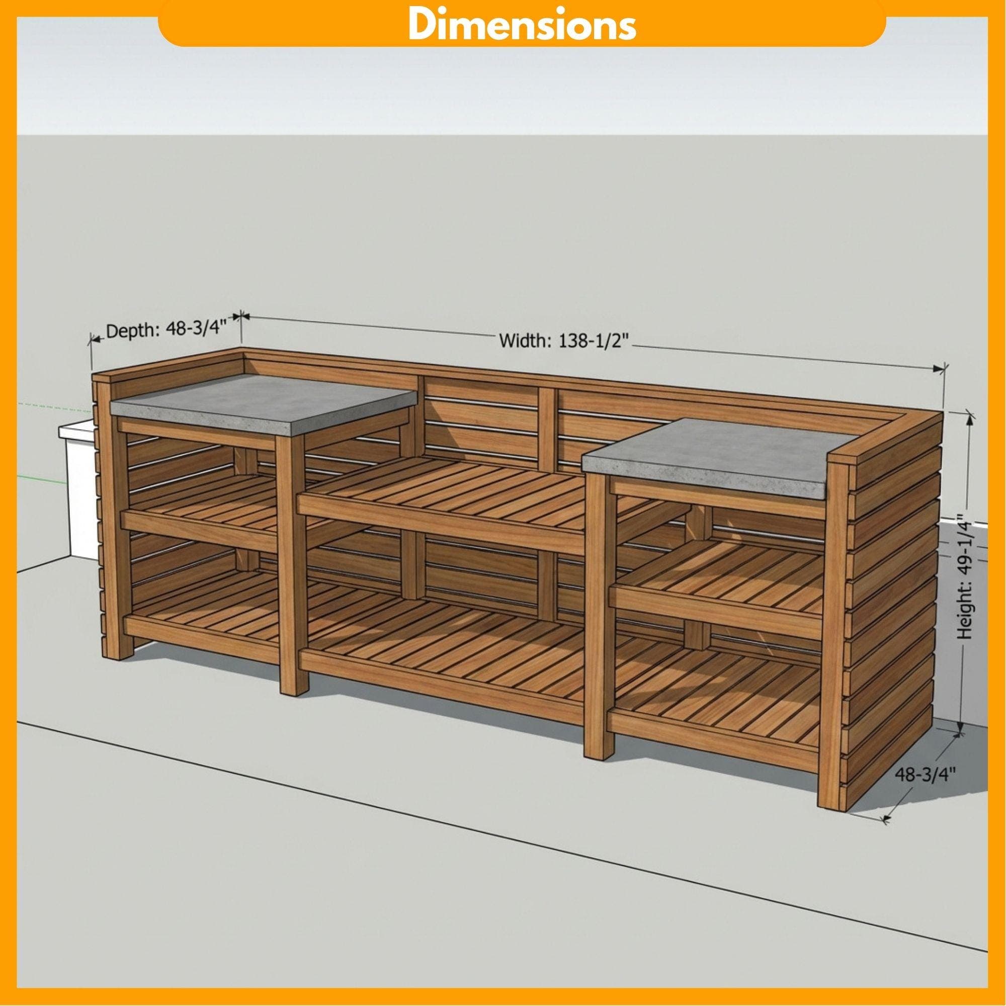 DIY Outdoor Grill Station Plans | BBQ Kitchen Cart Blueprint | Wooden Grill Table Build Guide - view 2