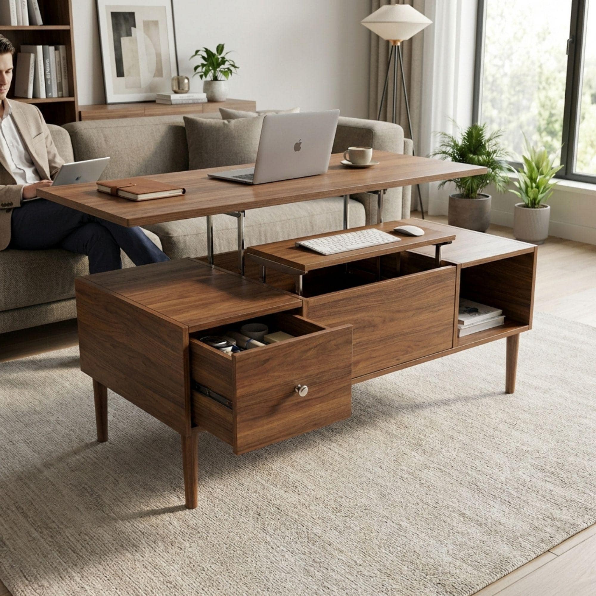 DIY Lift Top Coffee Table Plans | Mid-Century Modern Storage Blueprint (Digital Download) - view 5