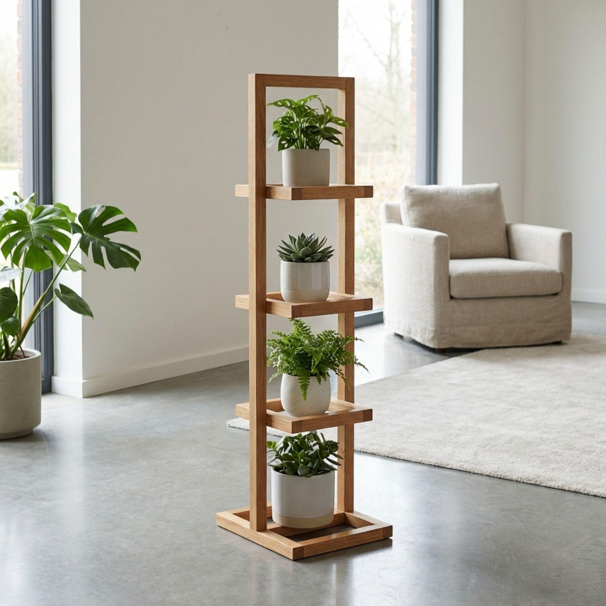 Outdoor Wood Plant Stand DIY Plan | 4-Tier Stepped Planter Woodworking Blueprint (Digital Download) - view 3