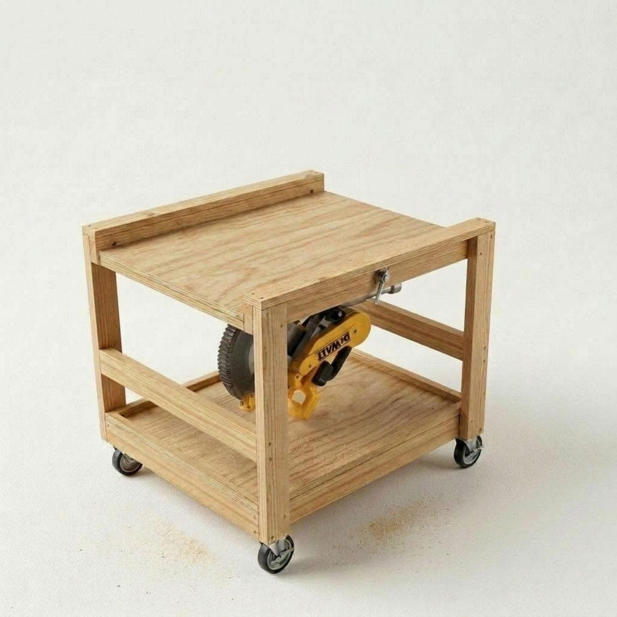 DIY Mobile Miter Saw Stand Plans PDF | Rolling Shop Cart Blueprint | Chop Saw Workbench | Tool Storage Stand Woodworking - view 4