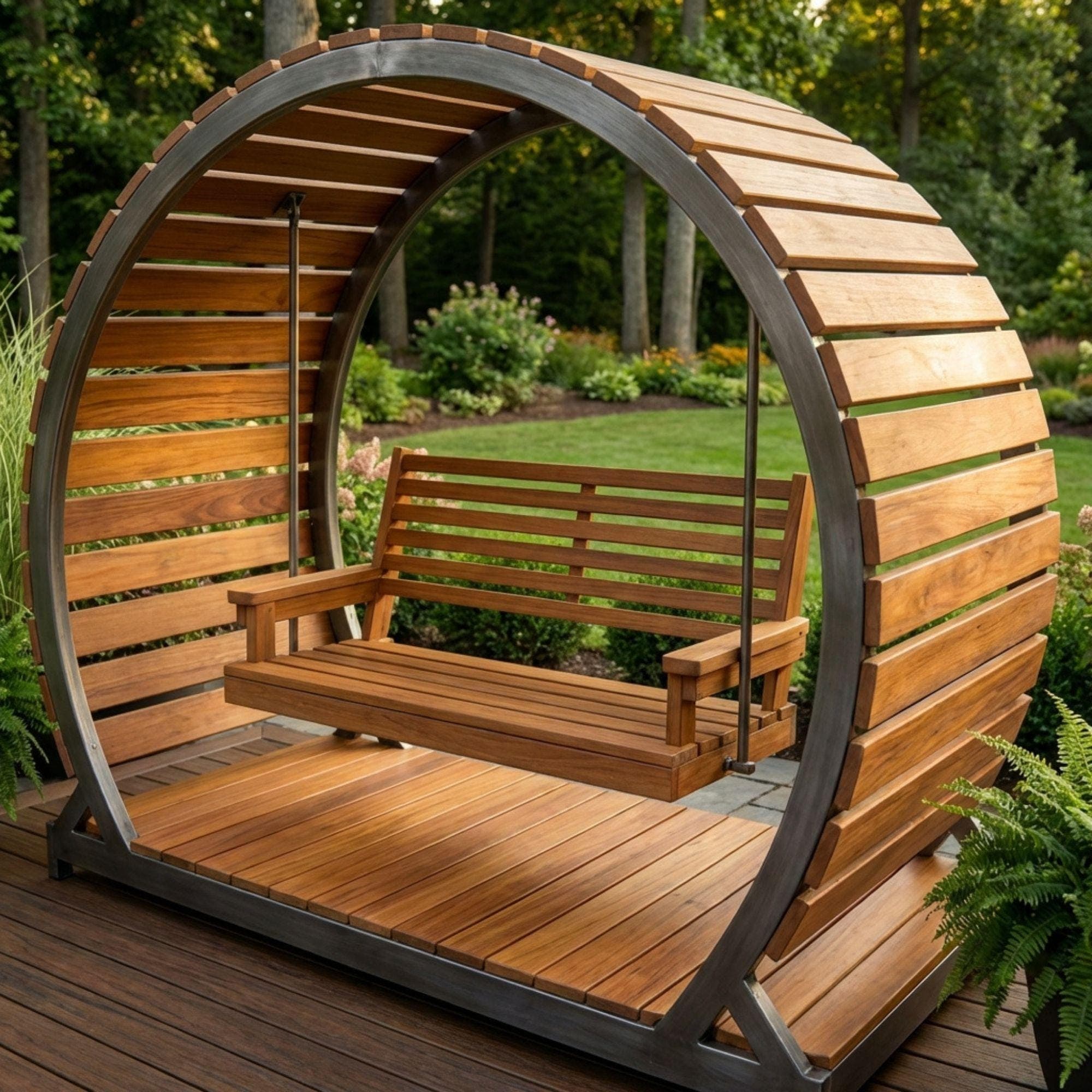 DIY Porch Swing Stand Plans | Circular Pergola Blueprint | Outdoor Patio Furniture Plans | Backyard Arbor Swing Build | Wood Canopy - view 6