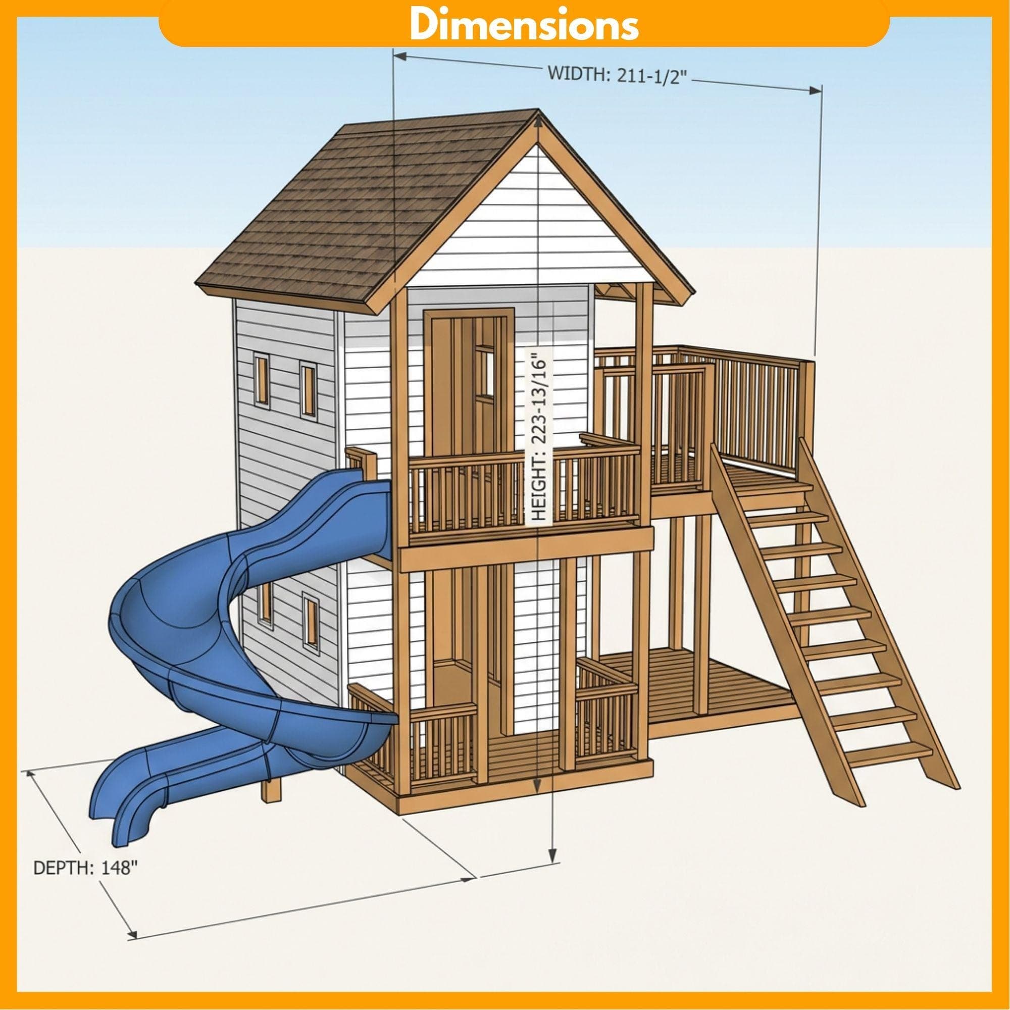 DIY 2-Story Playhouse Plans | Kids Elevated Backyard Fort Blueprint (PDF Download) - view 2