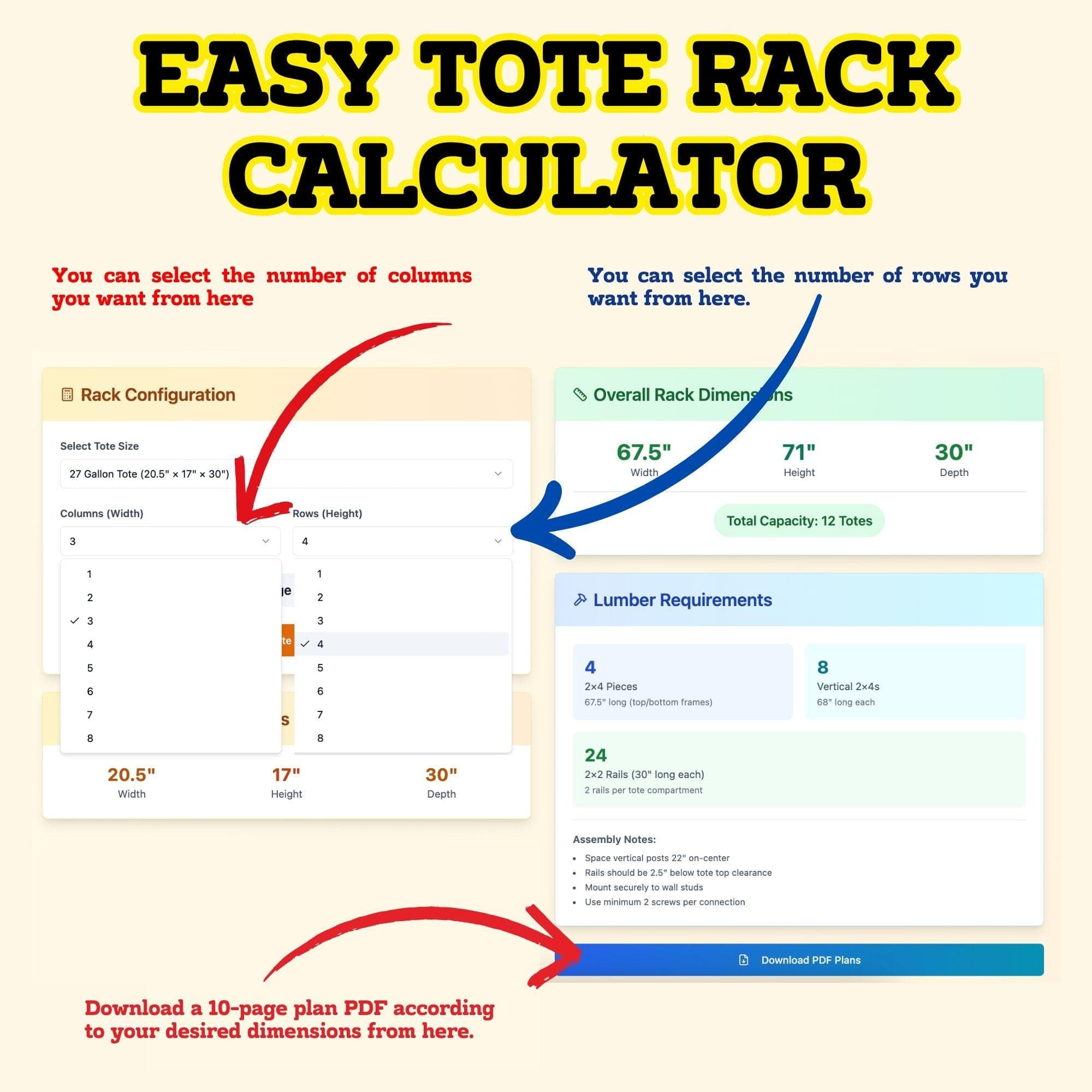 DIY 27-Gallon Tote Rack Plan 2x2 | Costco Totes (PDF Pattern) - view 10