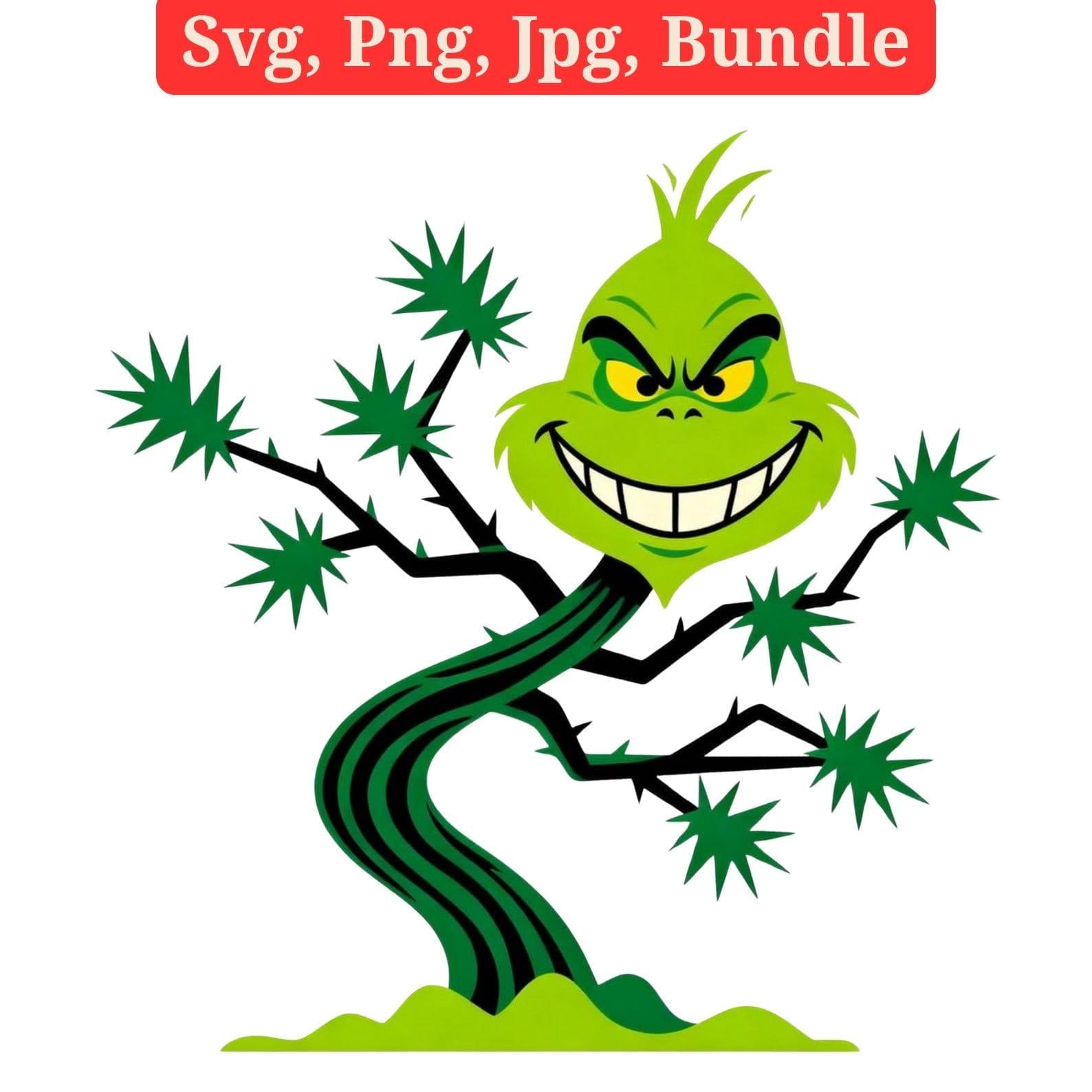 Grinch Hand Stealing Christmas Tree SVG & PNG Bundle | Whoville Tree Clipart, Sublimation Files - view 9