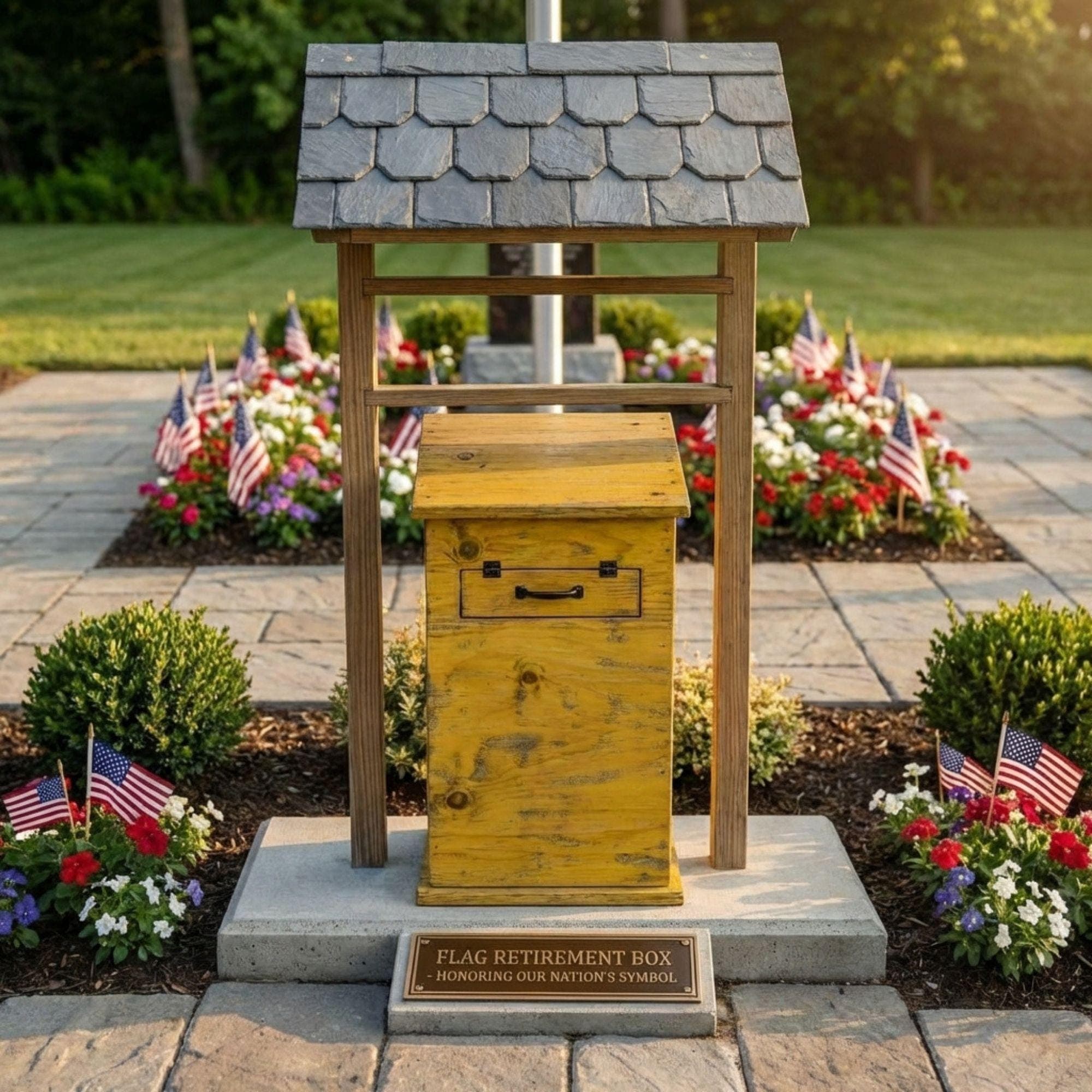 DIY Flag Retirement Box Plans | American Flag Drop Box Woodworking PDF | Veteran Memorial Collection Blueprint | Patriotic Wood Box Template - view 4