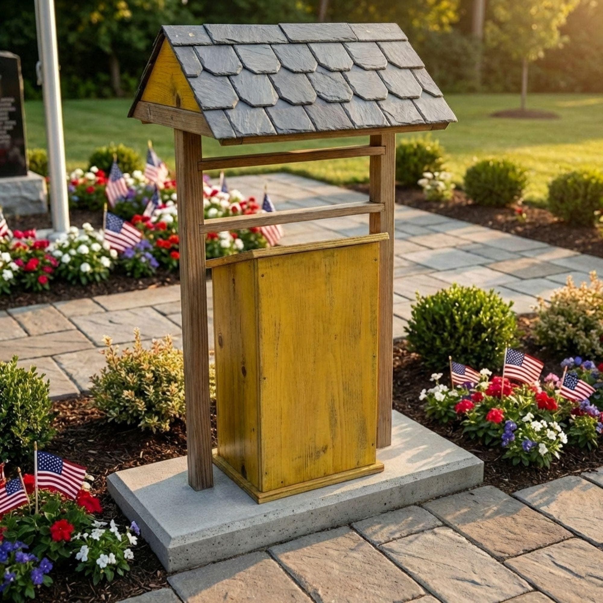 DIY Flag Retirement Box Plans | American Flag Drop Box Woodworking PDF | Veteran Memorial Collection Blueprint | Patriotic Wood Box Template - view 6