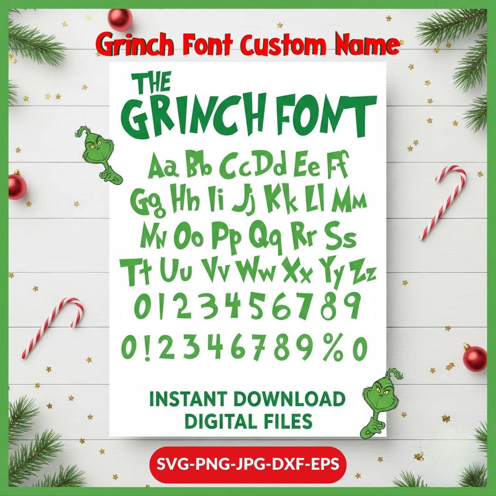 The Ultimate Custom Grinch Christmas Font SVG Bundle  | Holiday Doodle Alphabet & Lettering Kit (SVG, Dxf, Eps, Png)
