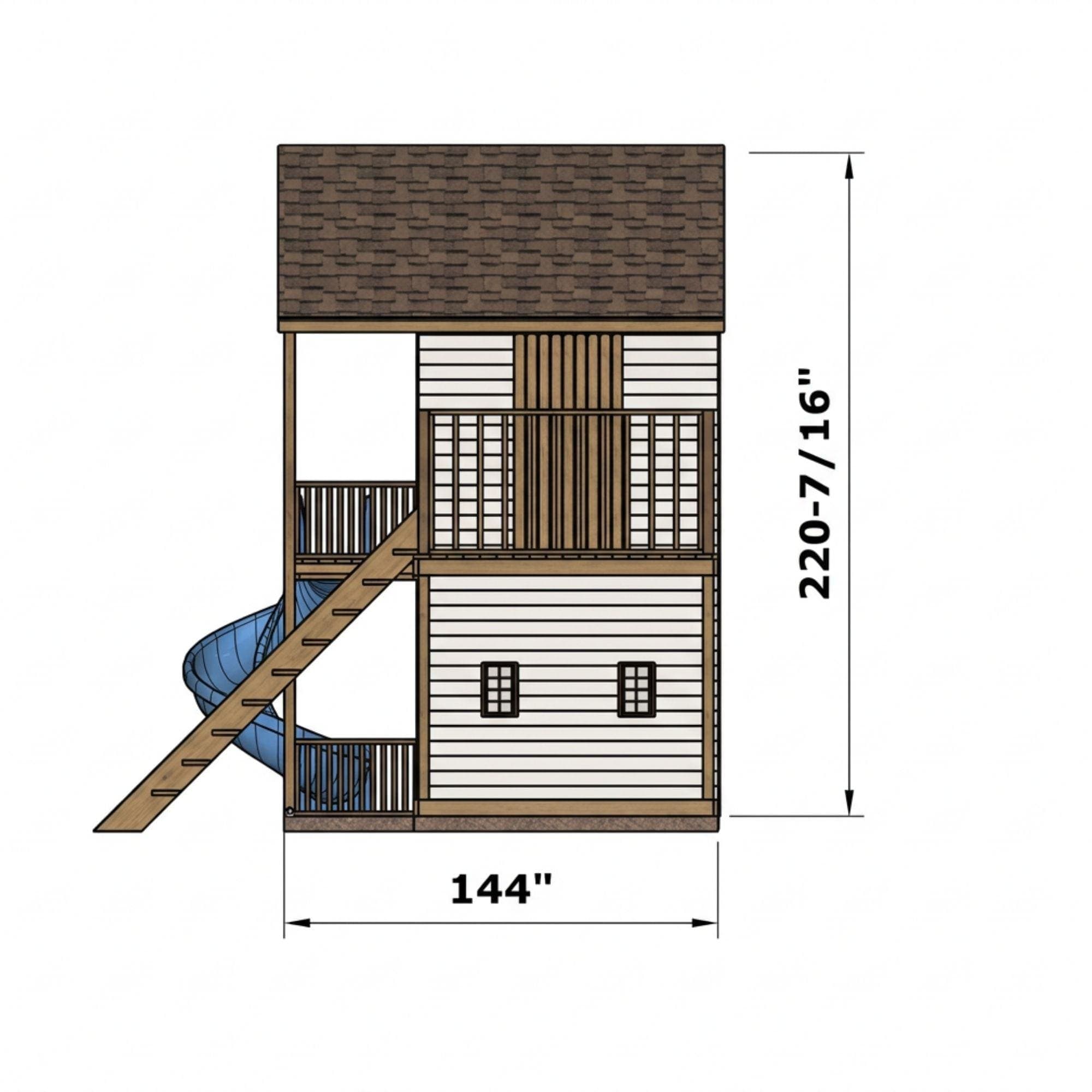 DIY 2-Story Playhouse Plans | Kids Elevated Backyard Fort Blueprint (PDF Download) - view 5
