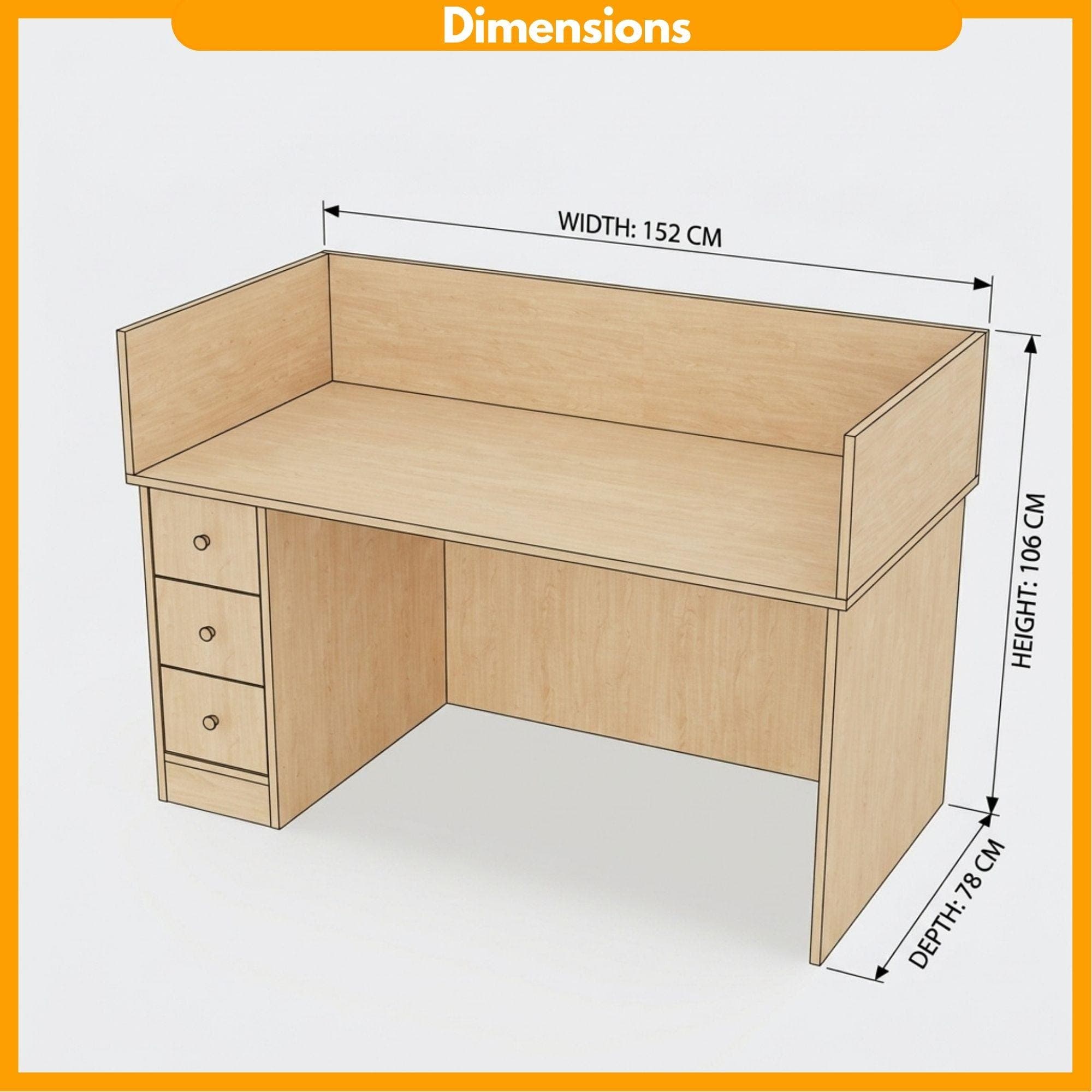 DIY Work Table Plans PDF | Modern Computer Desk with Drawers Blueprint | Home Office Study Table | Plywood Woodworking Desk Plan - view 2