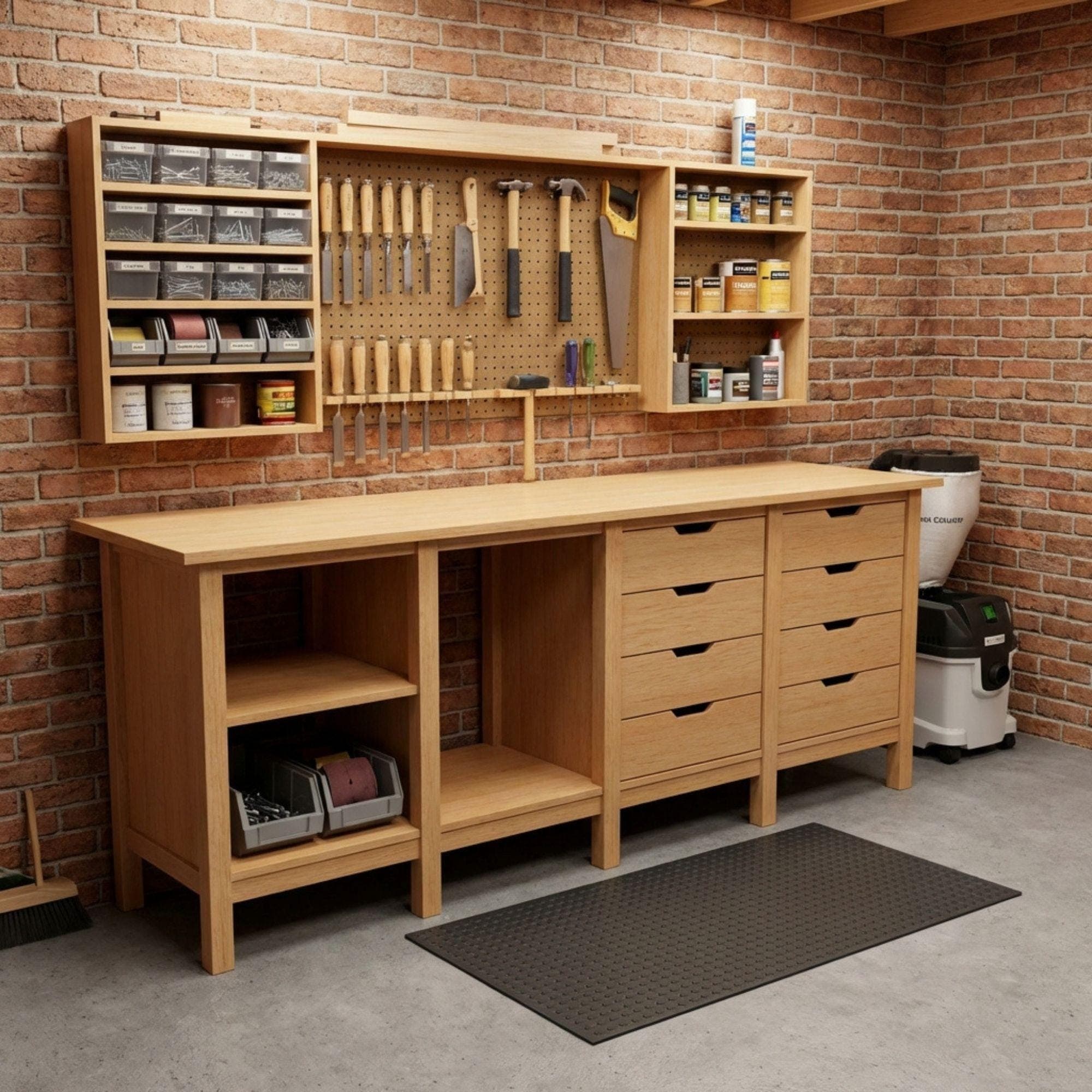 8ft Garage Workbench Plans | DIY Woodshop Table with Shelves (PDF Download) - view 2