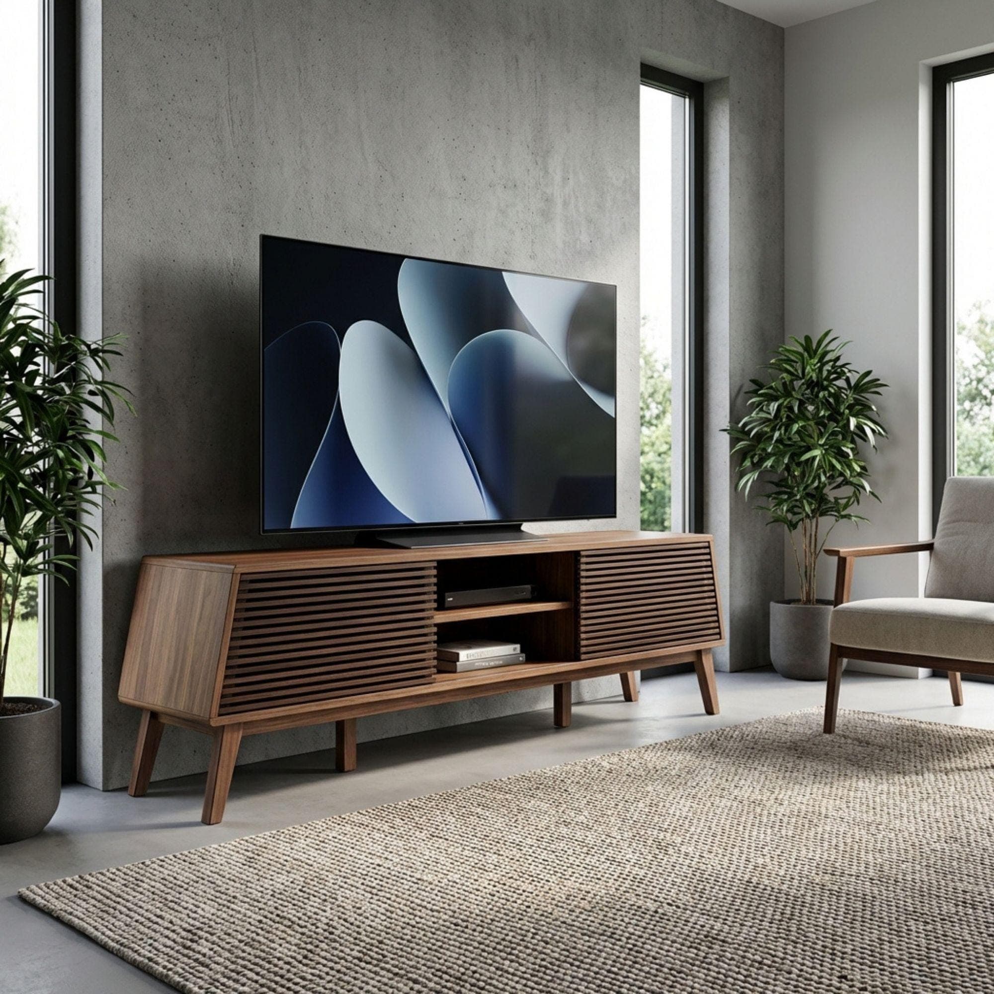 Mid Century Modern TV Console Plans | Slatted Doors Woodworking PDF - view 7