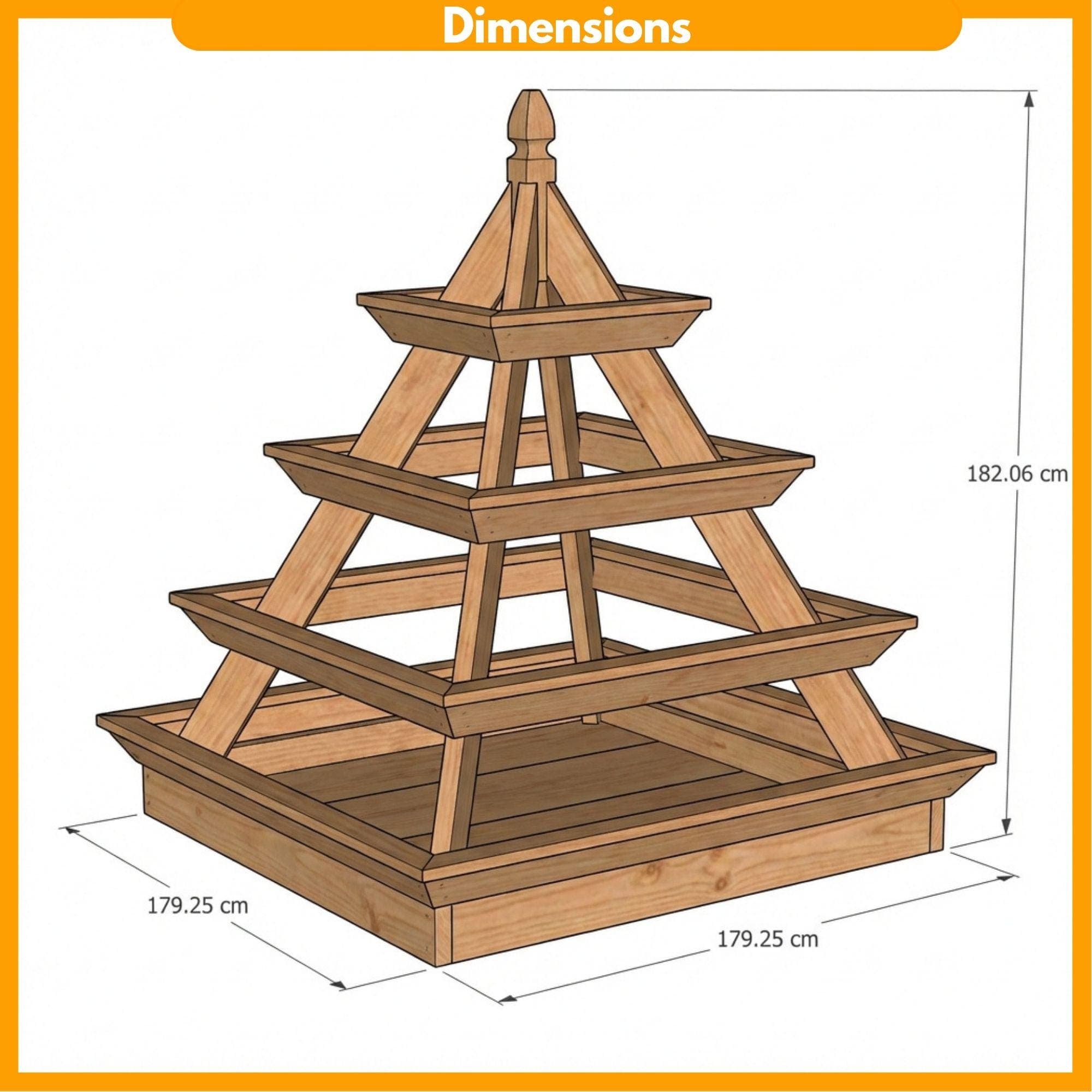 DIY Pyramid Strawberry Planter Plans | Wooden Strawberry Tower PDF | 4 Tier Planter Box Blueprint | Stacked Garden Bed - view 2
