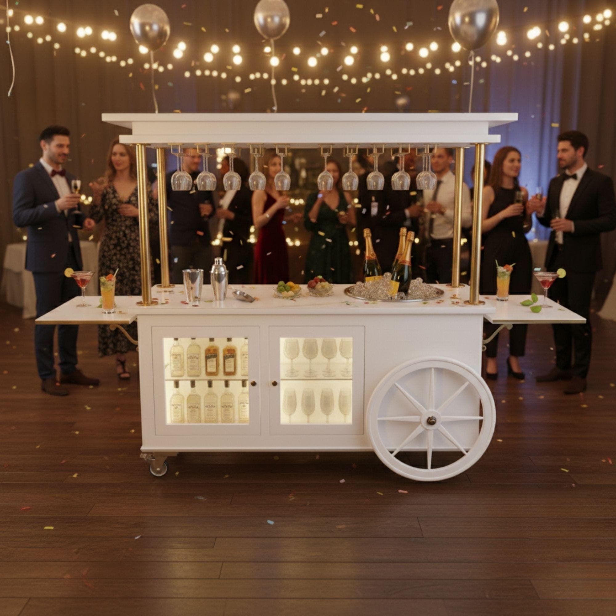 Champagne Cart DIY Plans | Mobile Bar with Storage Cabinets & Sink | Wedding Event Cart | Wooden Prosecco Bar Blueprint | Digital PDF - view 5