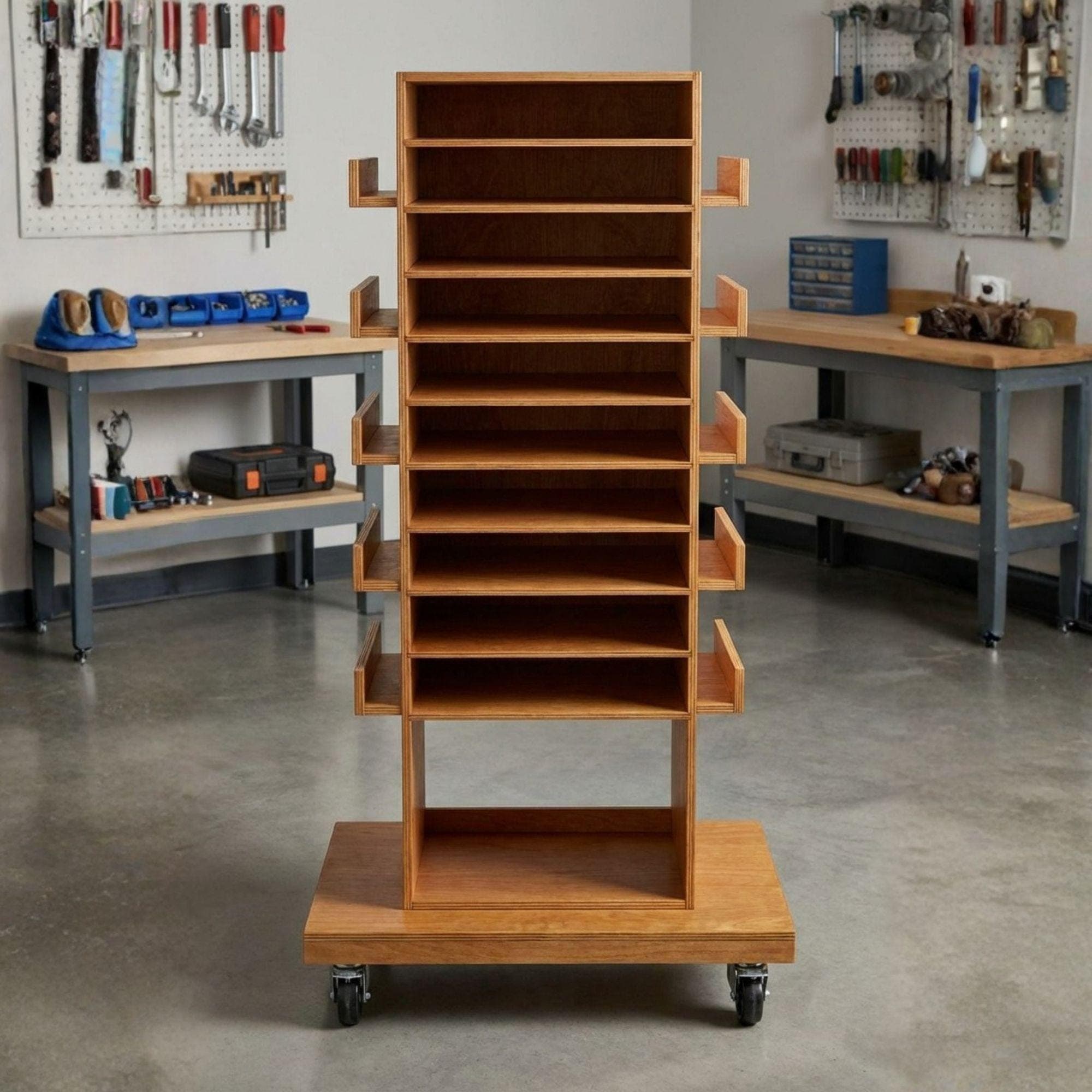 DIY Rolling Tool Station Plans | Mobile Tool Storage Cabinet PDF | Wood Tool Cabinet on Wheels | Hobby Organizer Cart | Garage Storage - view 7