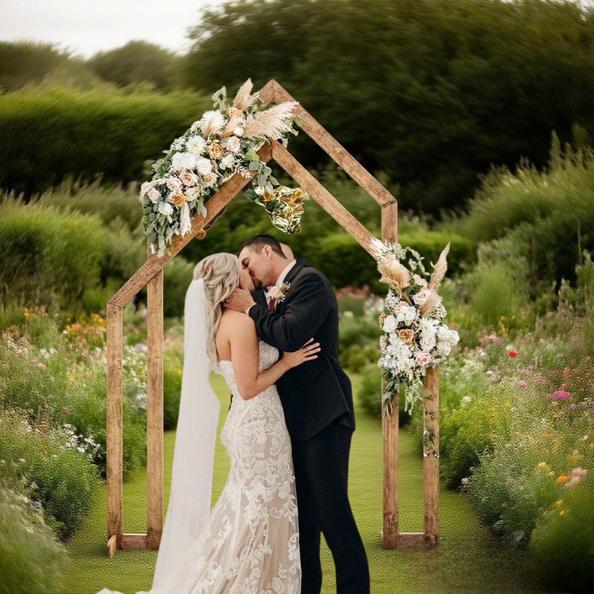 Double Wedding Arch Plans | Rustic Wooden Arbor DIY (PDF Download) - view 3