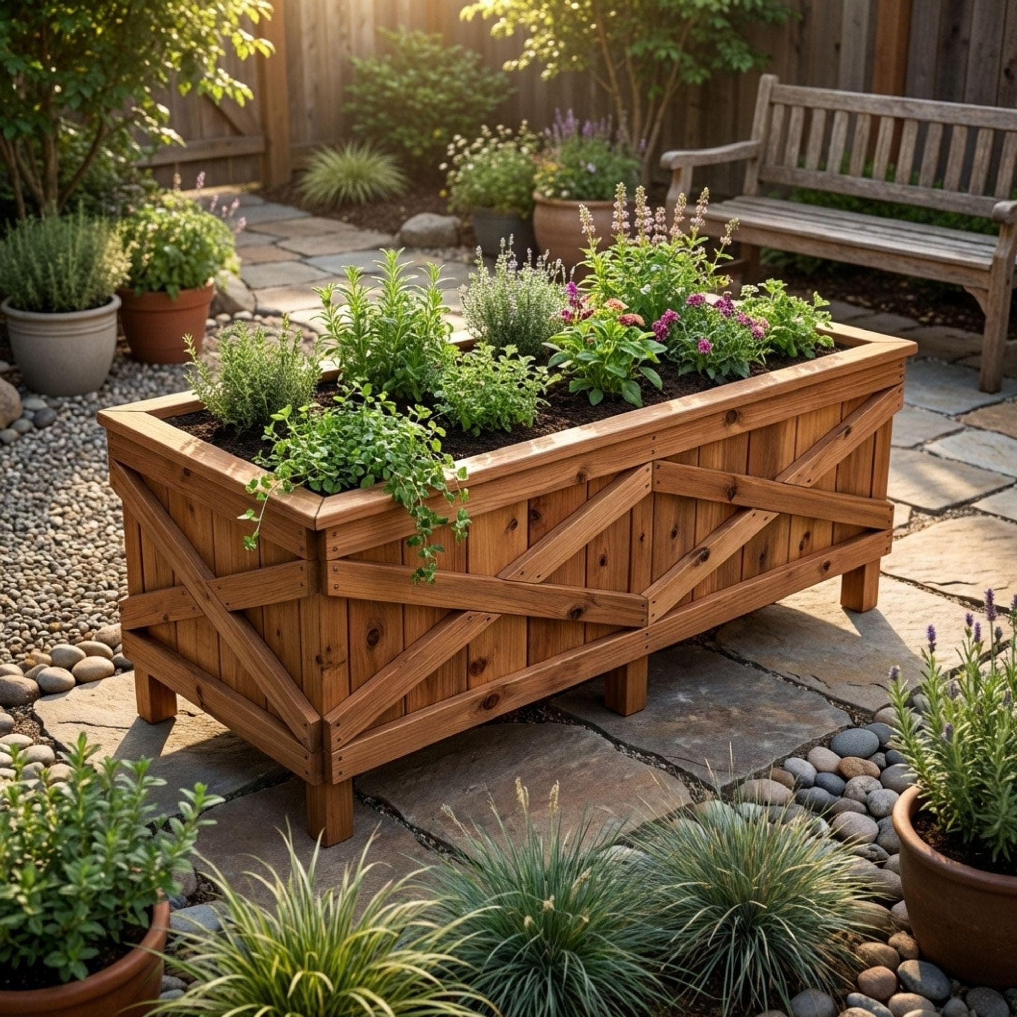 DIY Raised Planter Bed Plans PDF | Wooden Elevated Garden Box Blueprint | Rustic Barn Door Planter | Vegetable Garden Bed Woodworking - view 5