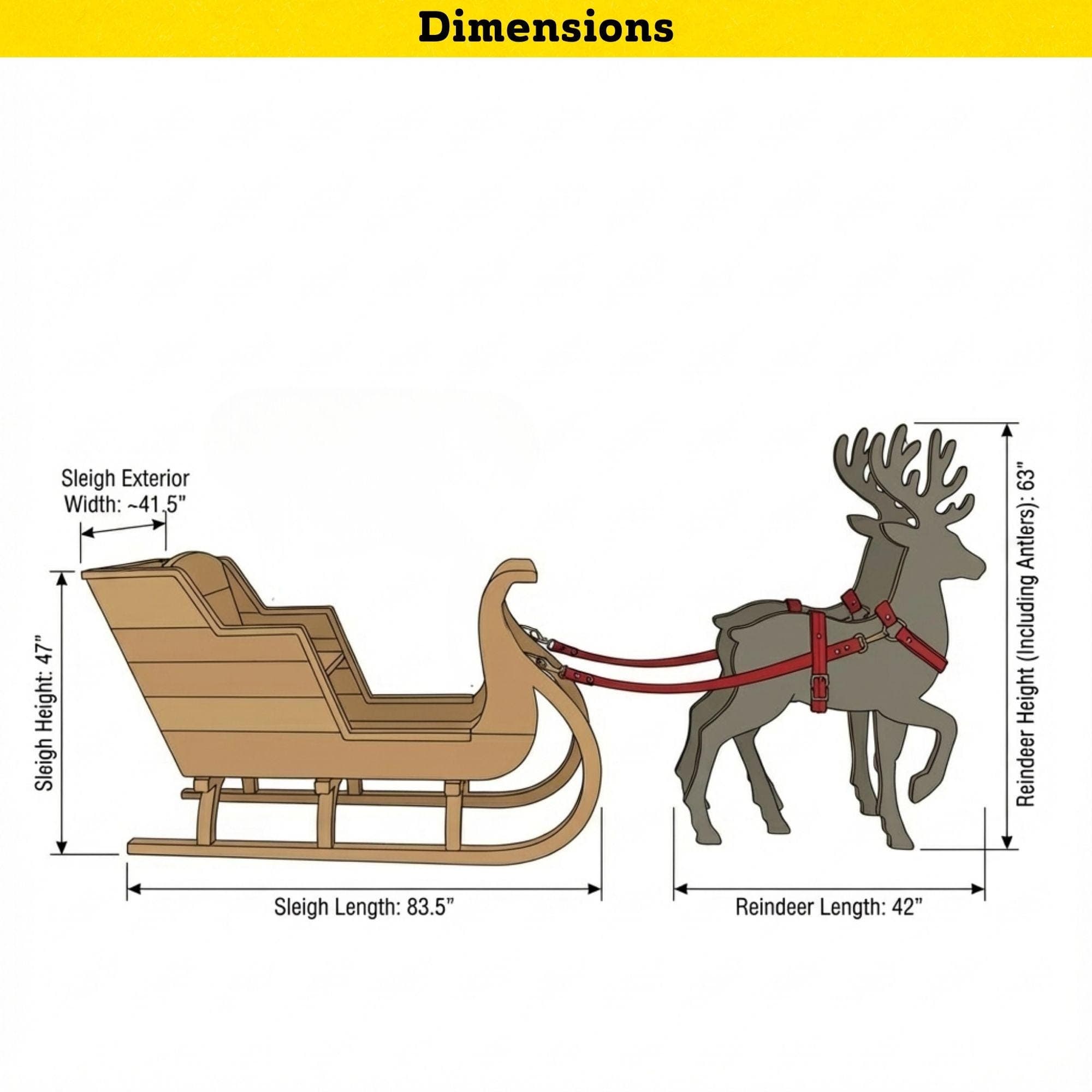 DIY Santa Sleigh & Reindeer Plans | Life-Size Outdoor Christmas Yard Display | Wooden Holiday Decor Blueprint | Digital PDF Pattern - view 8
