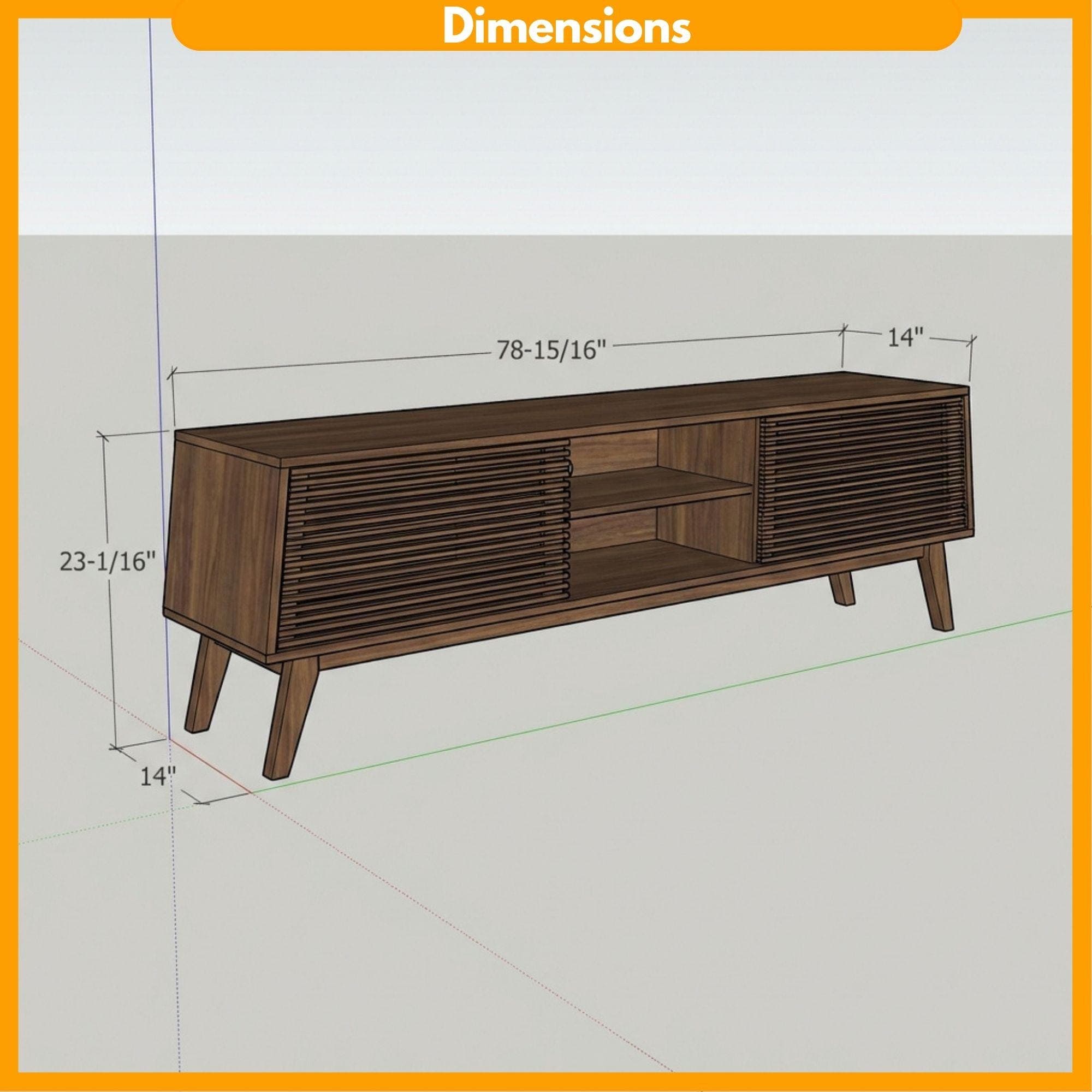 Mid Century Modern TV Console Plans | Slatted Doors Woodworking PDF - view 2