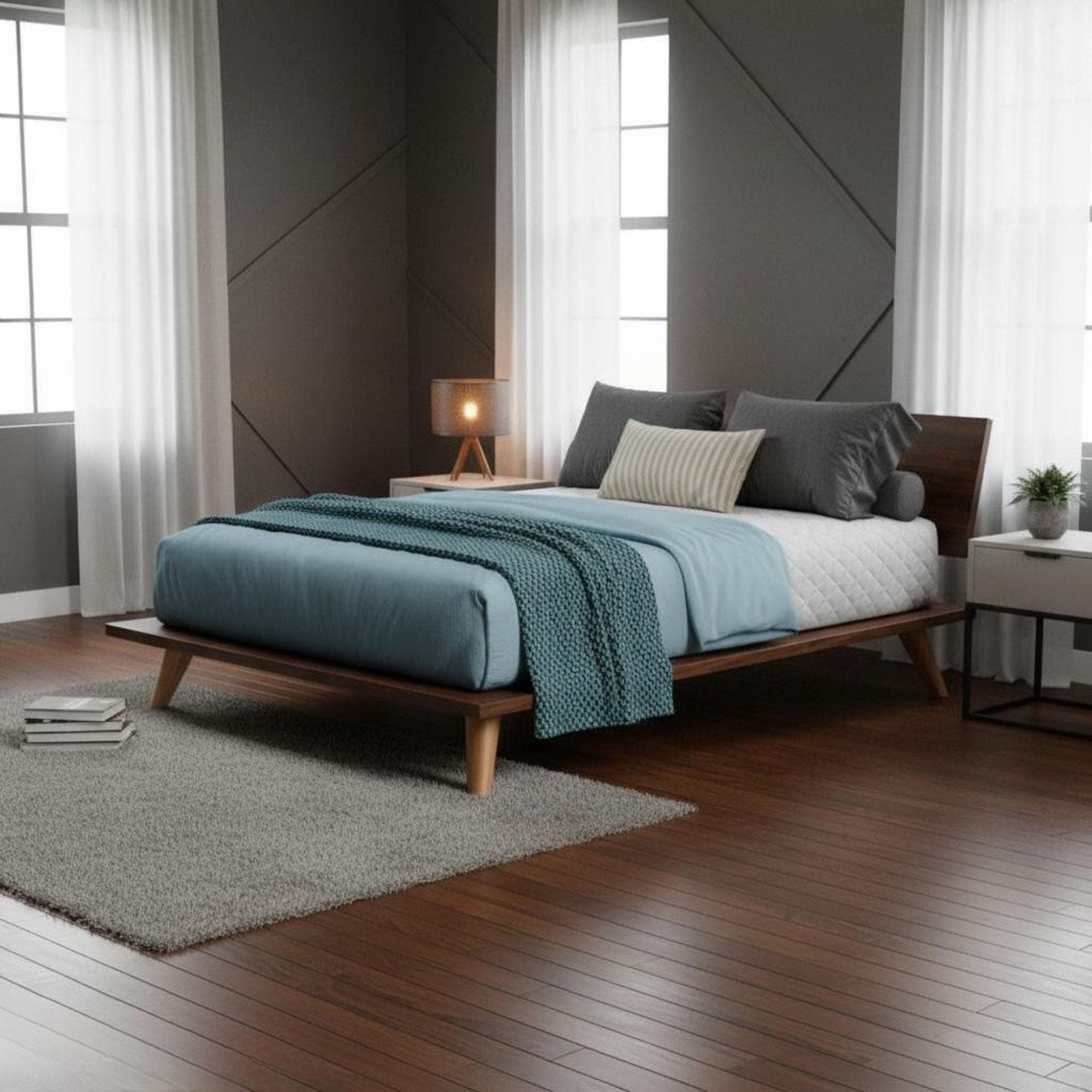 King Size Floating Bed Frame Plans | DIY Rustic Wood Design (PDF) - view 3