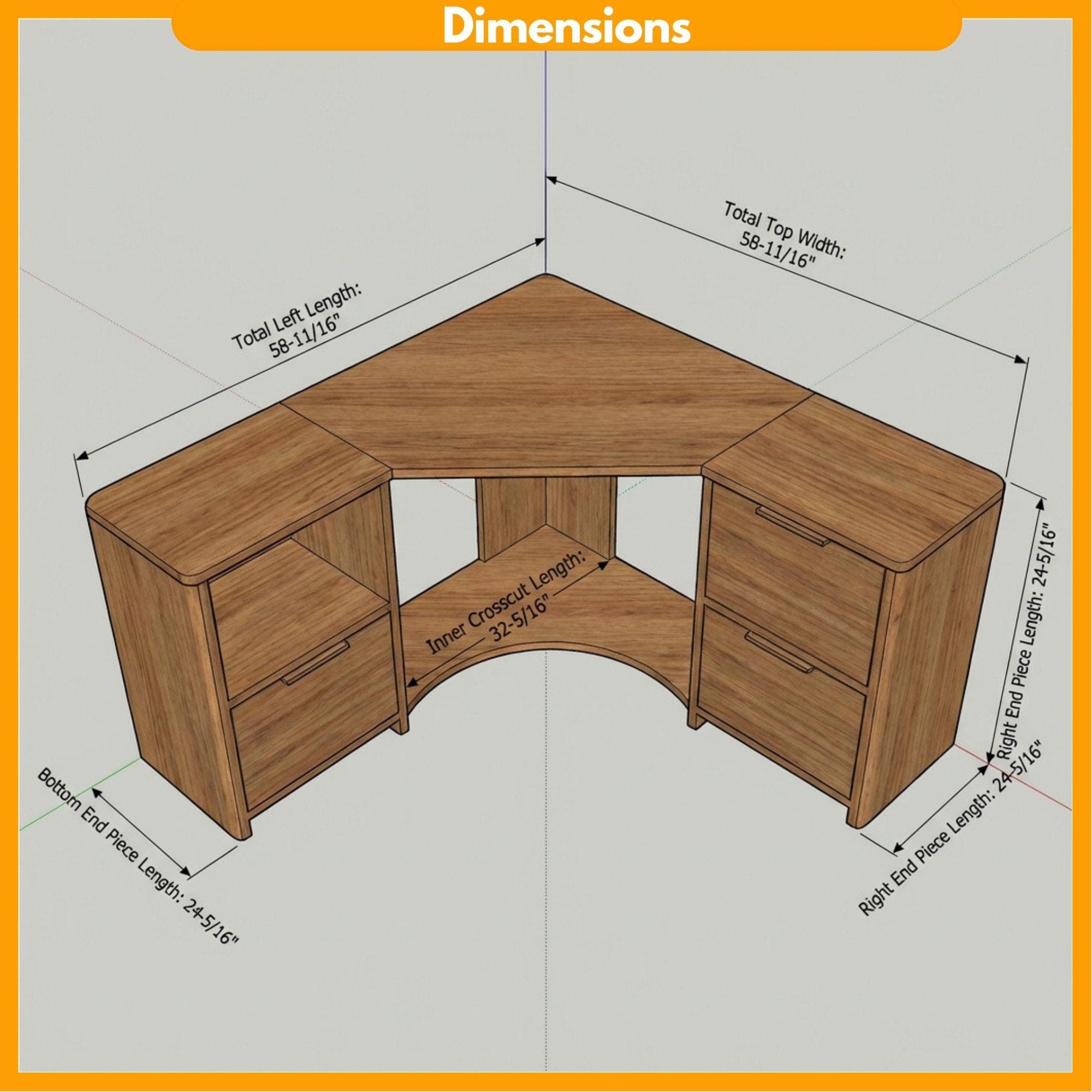 DIY L-Shaped Desk Plans | Corner Computer Build Guide With Drawers (Digital Download) - view 2