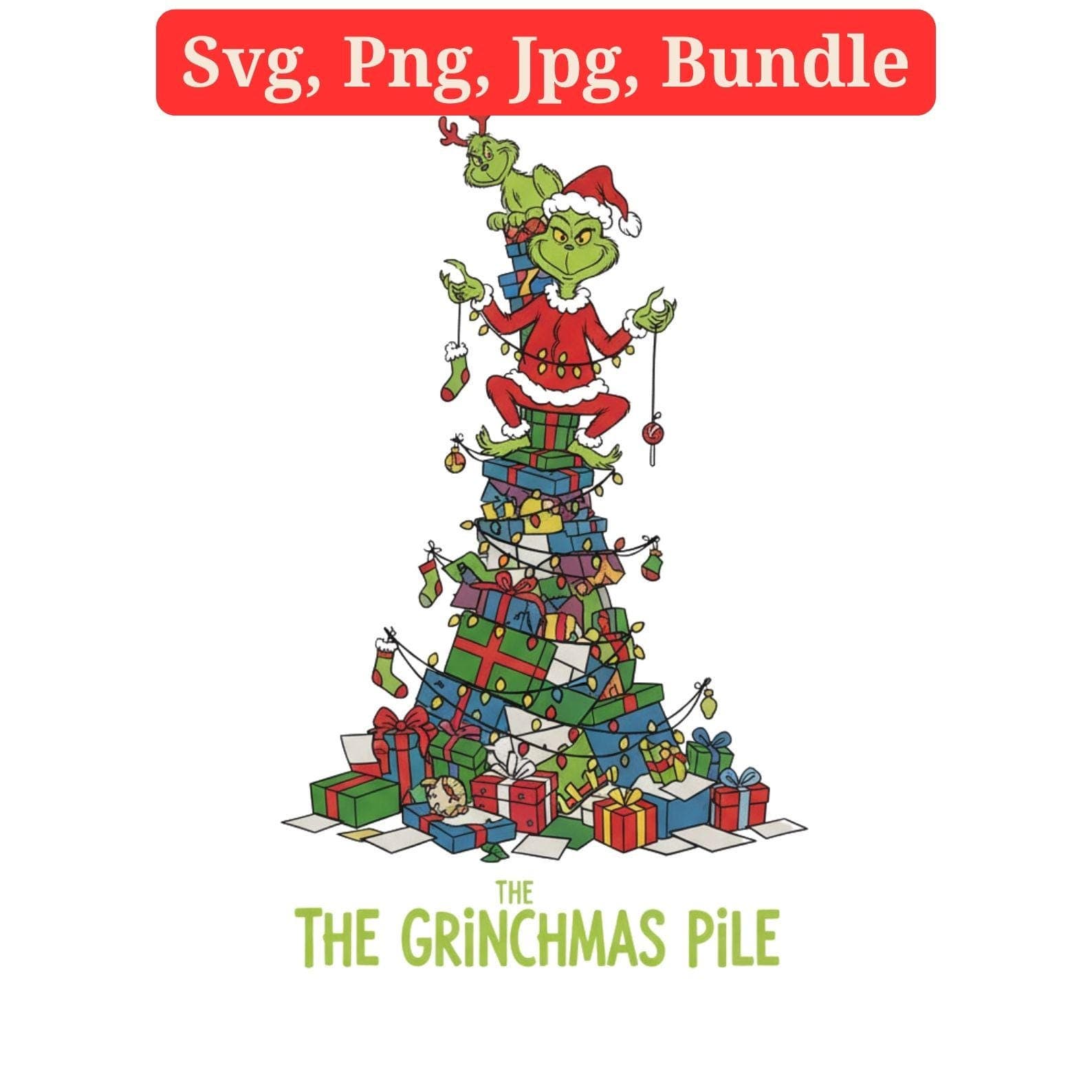 Grinch Hand Stealing Christmas Tree SVG & PNG Bundle | Whoville Tree Clipart, Sublimation Files - view 4