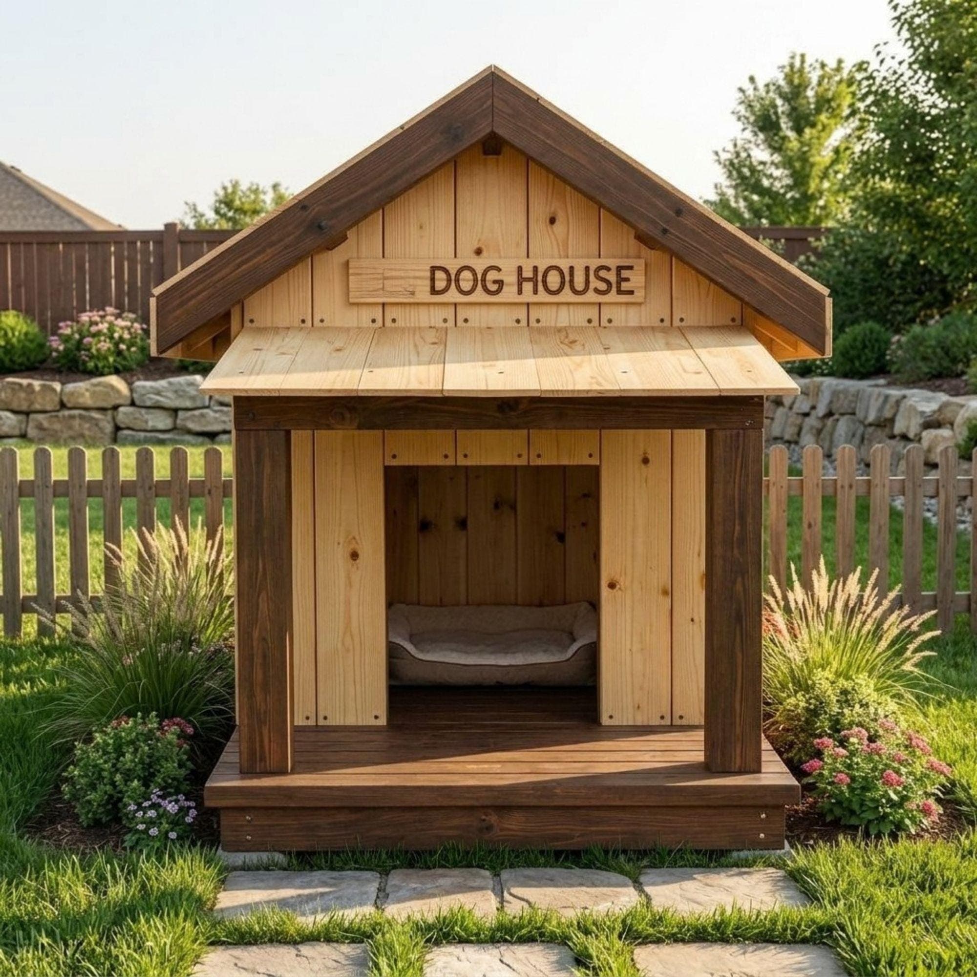 DIY Dog House with Porch Plans PDF | Large Wooden Pet Cabin Blueprint | Outdoor Dog Kennel Build | Covered Deck Pet Shelter - view 4