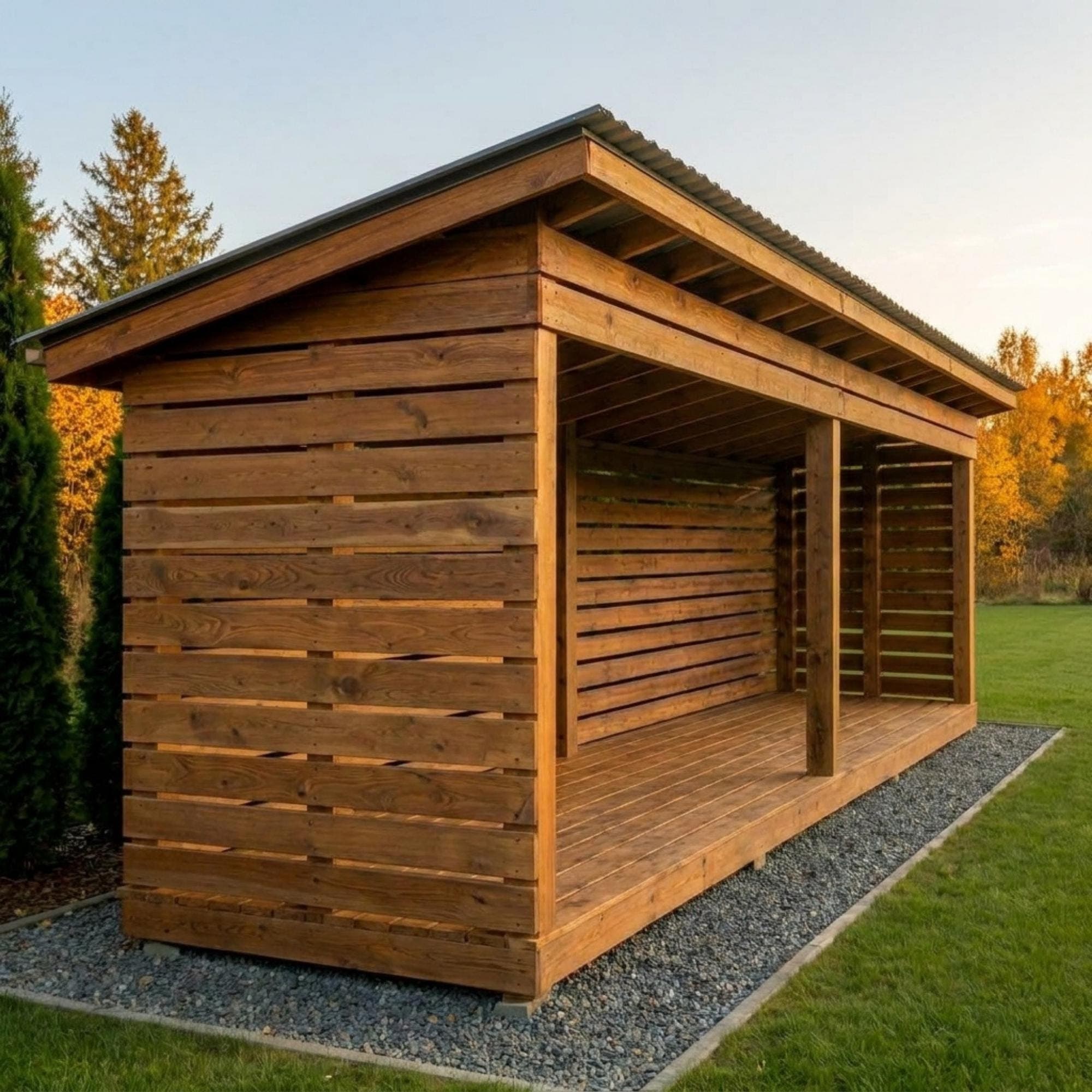 8x16 Firewood Shed DIY Plans PDF | 2 Cord Wood Storage Rack Blueprint | Extra Large Dry Wood Shelter - view 4