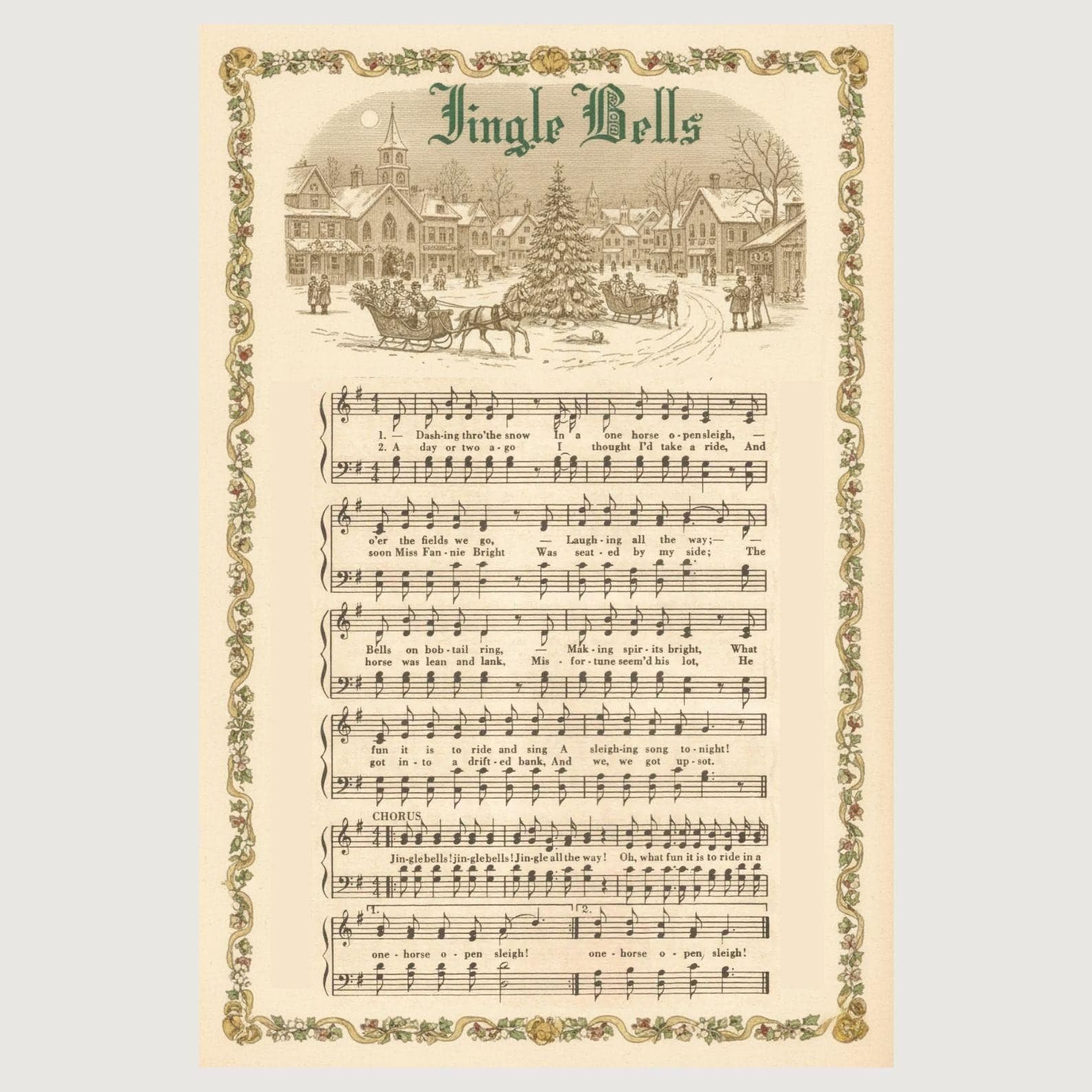 Vintage Christmas Carol Sheet Music Prints, Set of 5 (Digital Download) - view 5