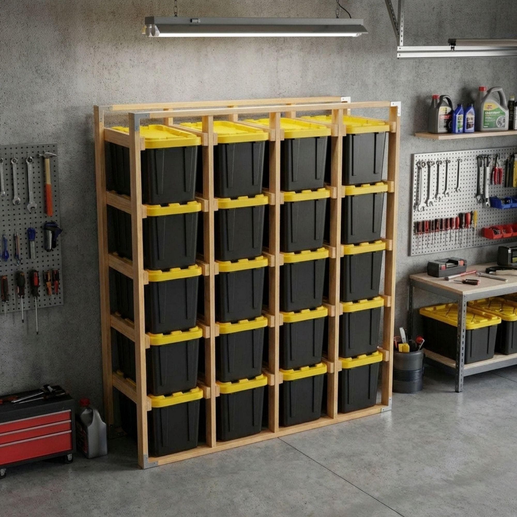 DIY 27 Gallon Tote Storage Rack Plans PDF | Heavy Duty Garage Organizer for 20 Totes | Large Bin Storage Blueprint | Workshop Shelving DIY - view 6
