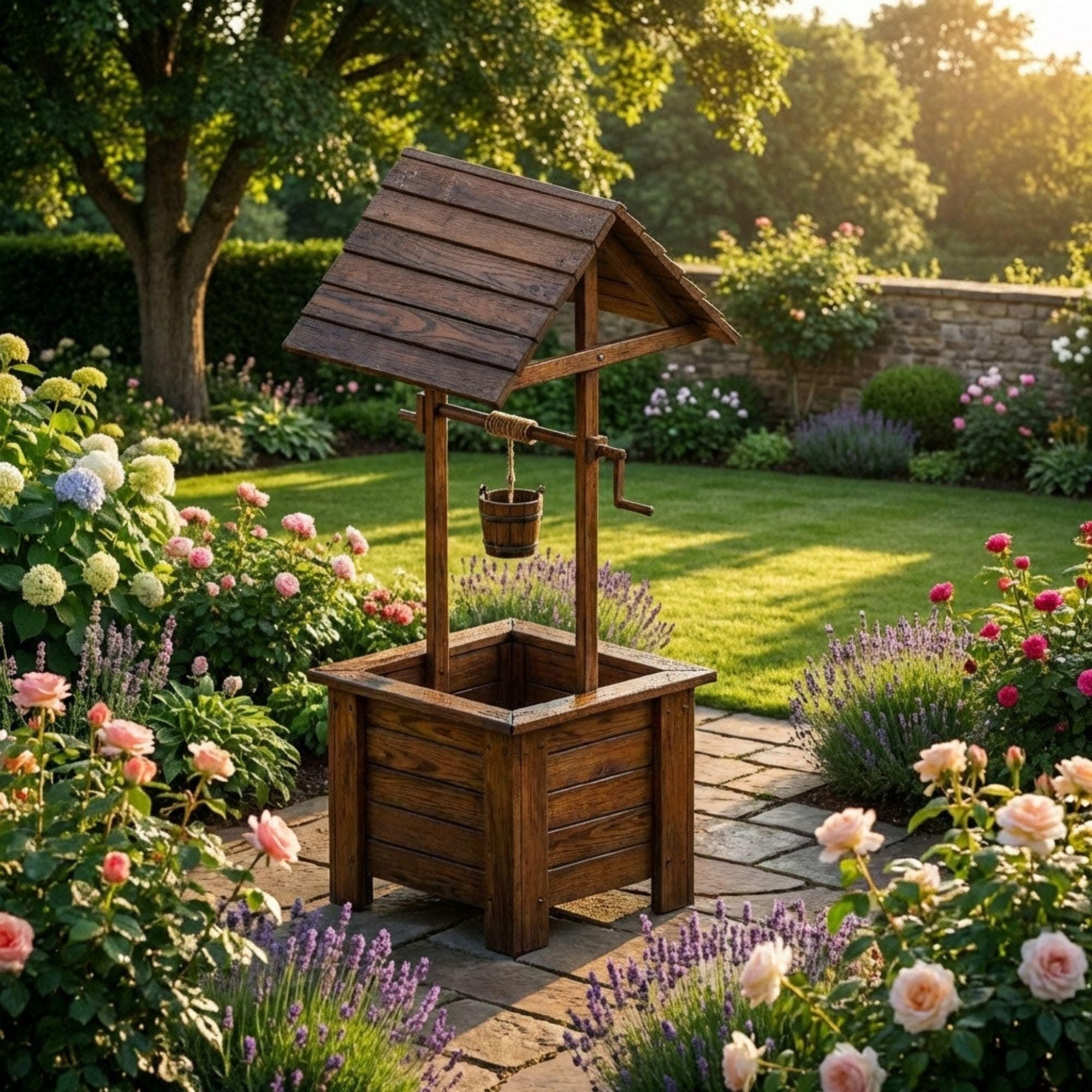 Wooden Wishing Well Plan | DIY Garden Planter, Outdoor Decor (PDF Download) - view 2