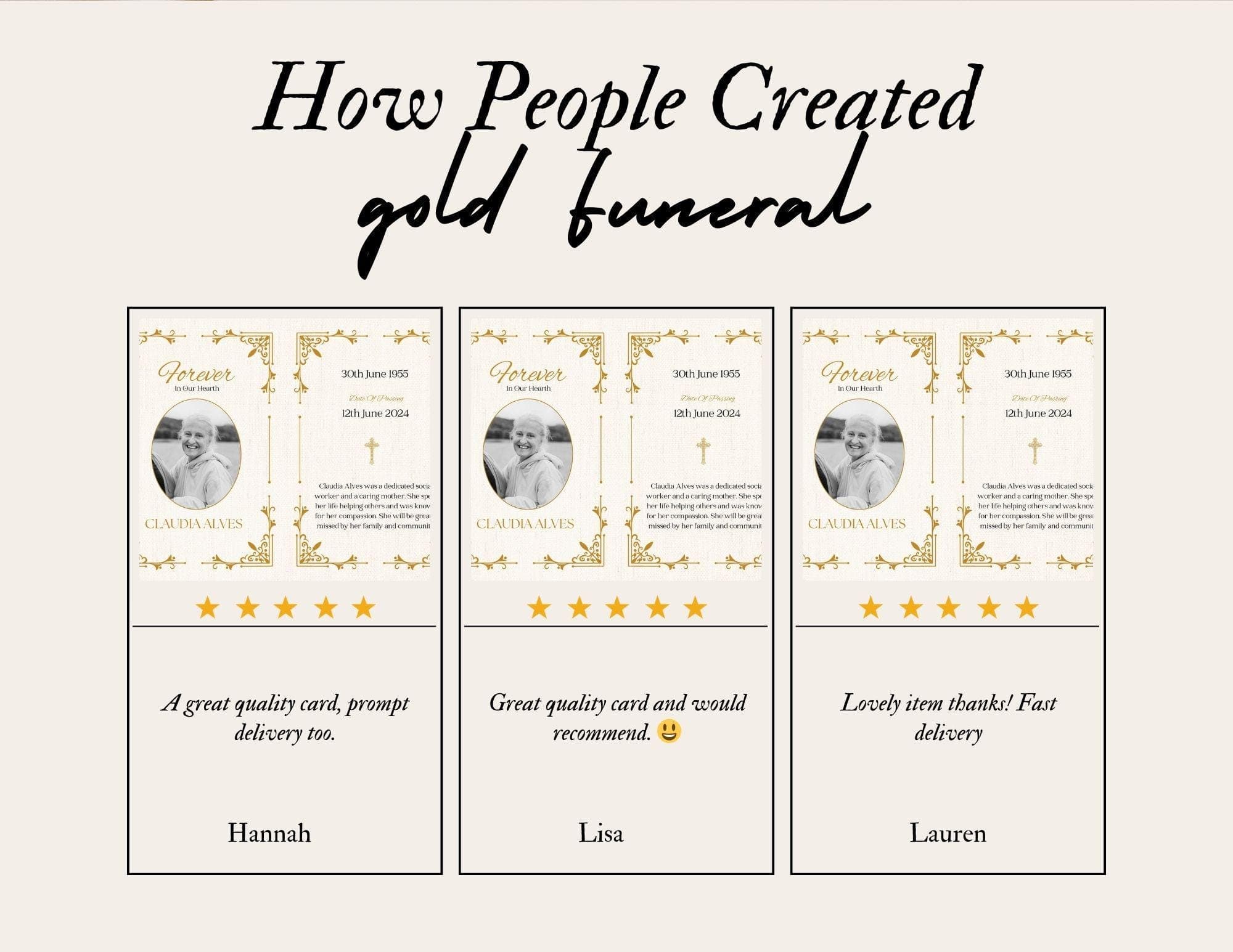 Gold Funeral Program Template | Canva Bifold Memorial (Digital Download) - view 9