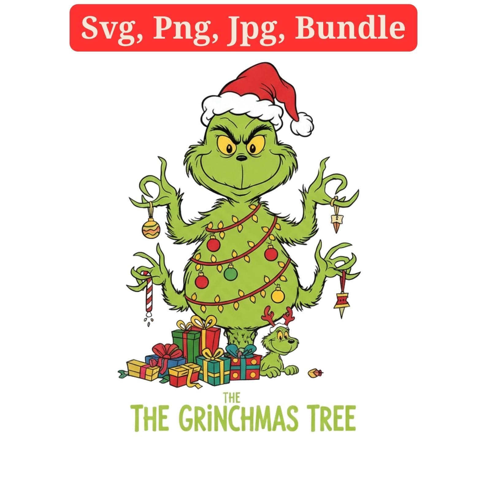 Grinch Hand Stealing Christmas Tree SVG & PNG Bundle | Whoville Tree Clipart, Sublimation Files - view 2