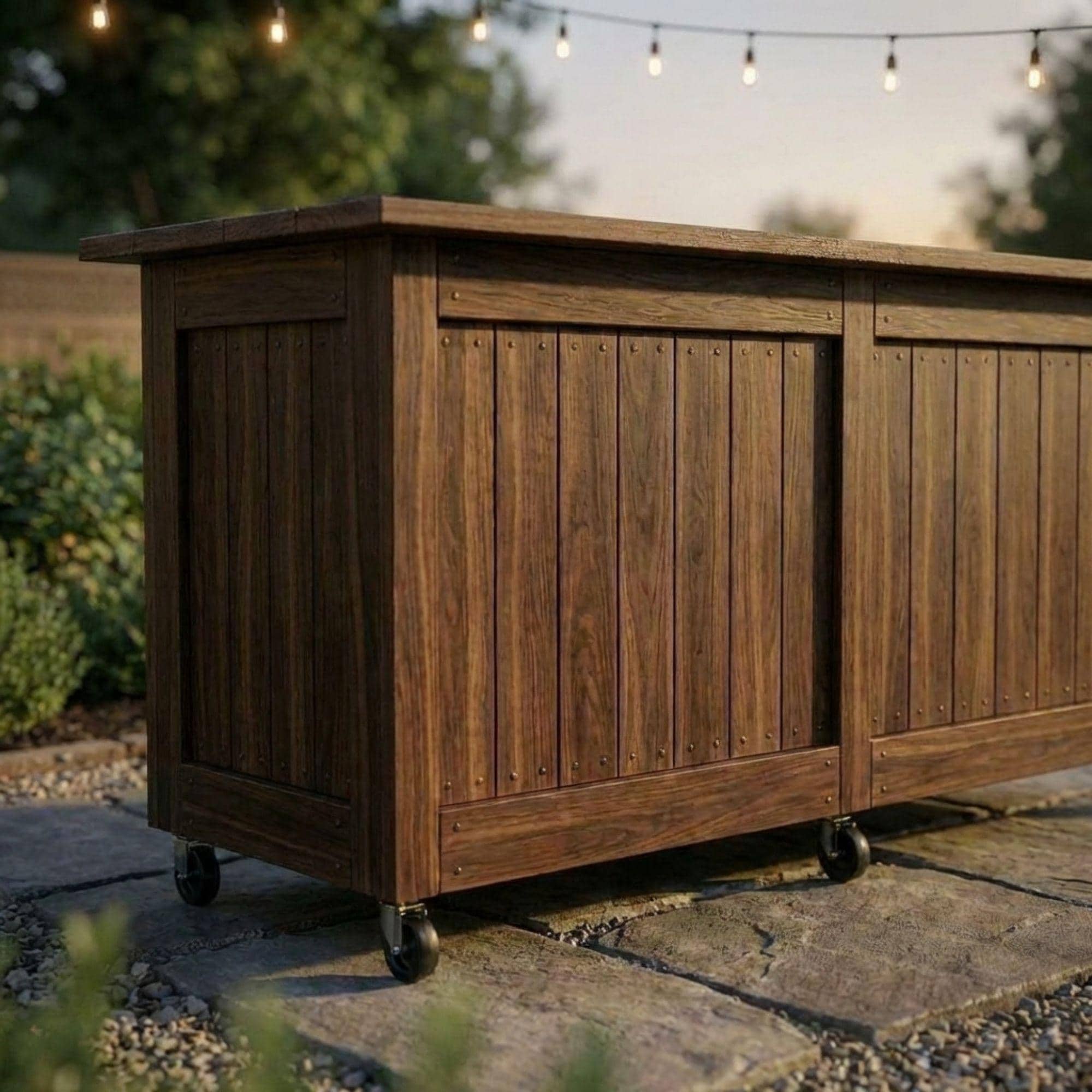 DIY Outdoor Bar Plans | Slatted Wood Mobile Bar Blueprint (PDF Download) - view 6