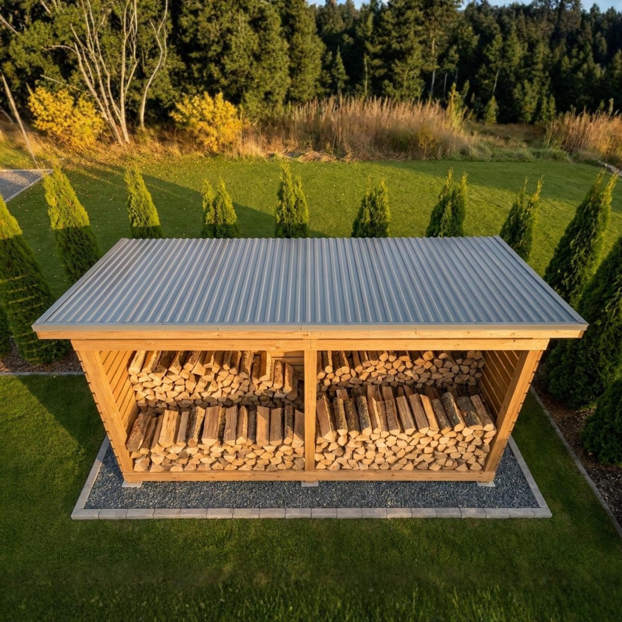 4x12 Firewood Shed DIY Plans PDF | 2 Cord Wood Storage Rack Blueprint | Large Dry Wood Shelter - view 4