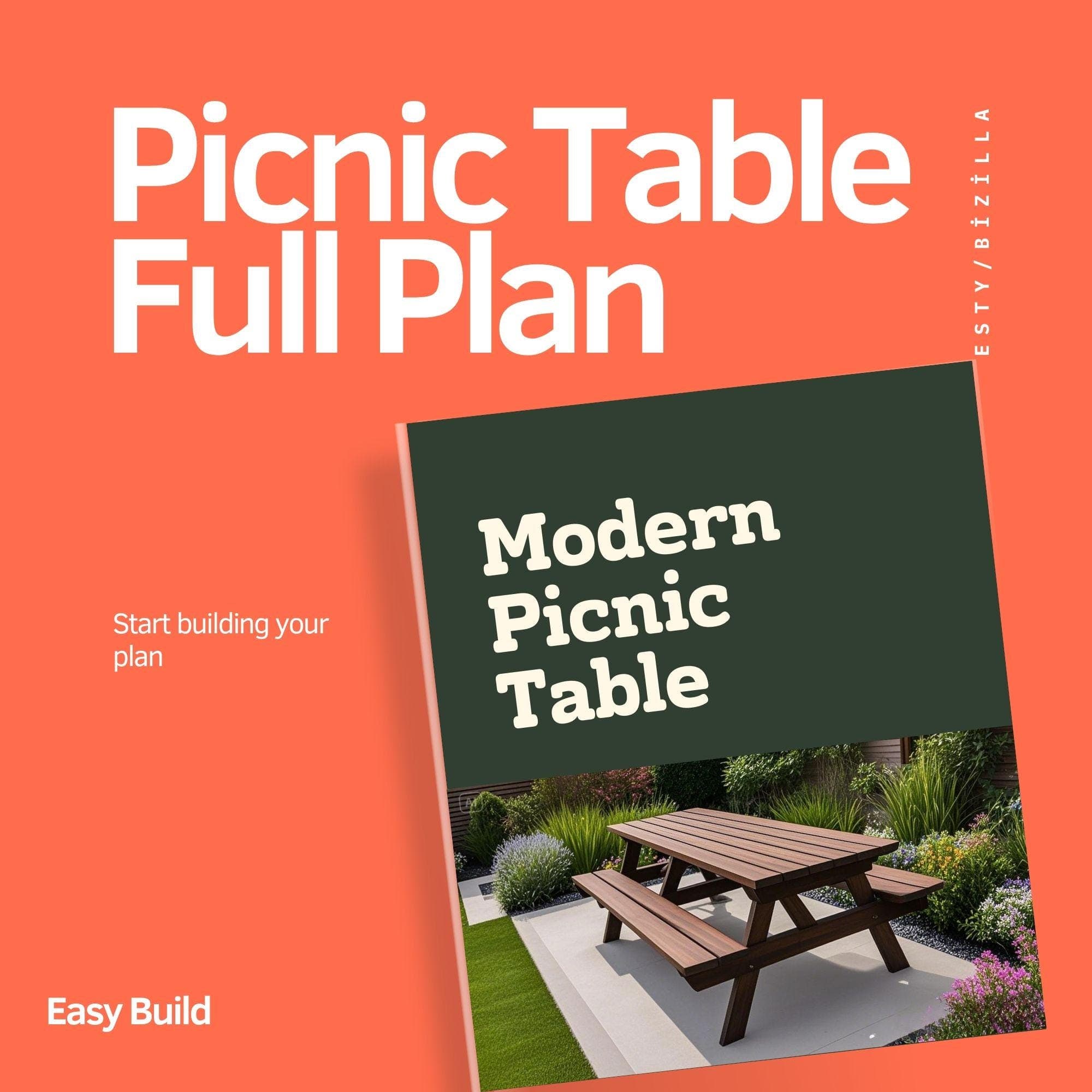 DIY Farmhouse Picnic Table Plans | Outdoor Furniture (PDF Pattern) - view 2
