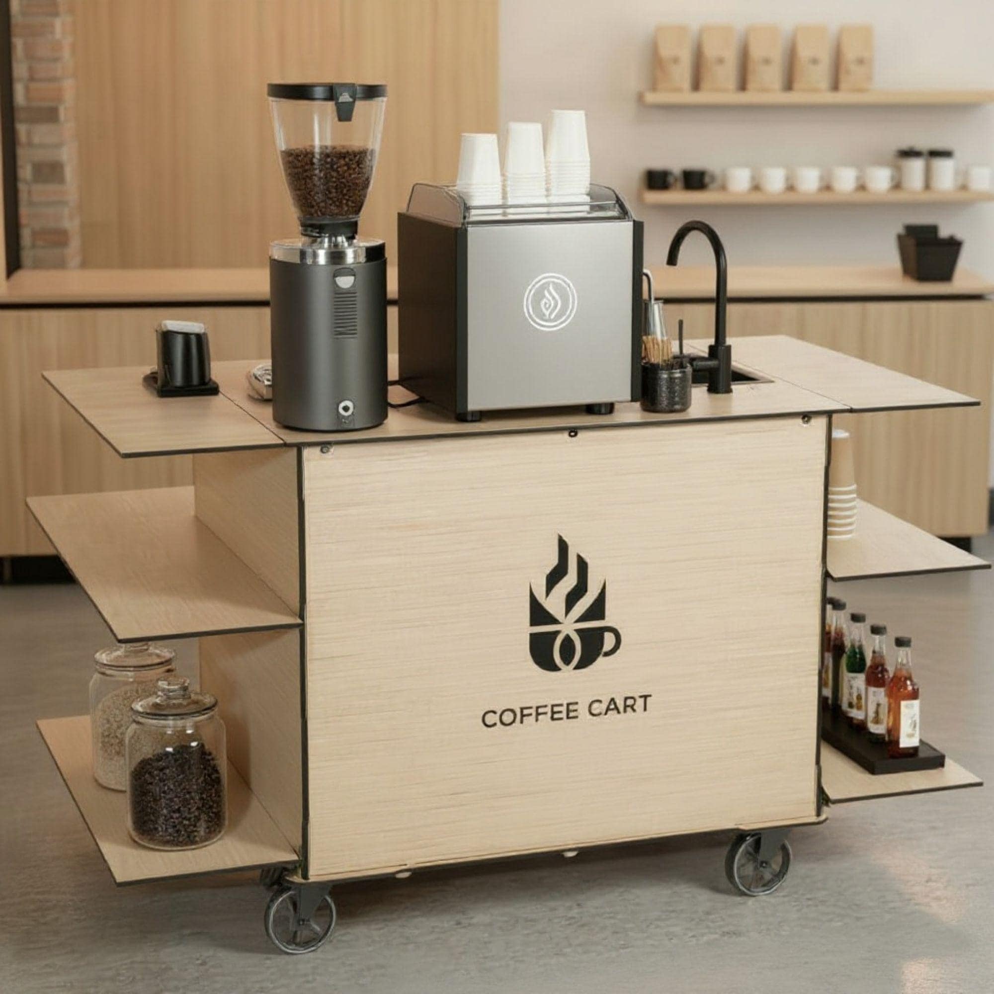 DIY Coffee Bar Cart | Custom Food Cart Plan PDF | Wedding Cart | Collapsible Beverage Cart | Vendor Cart | Foldable Bar Cart Business - view 3