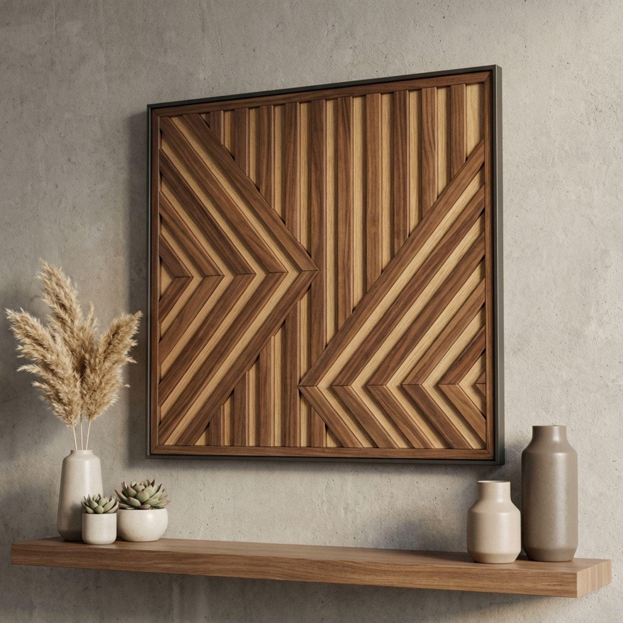 Geometric Wood Wall Art Plans | Large Chevron Blueprint (PDF Download) - view 2