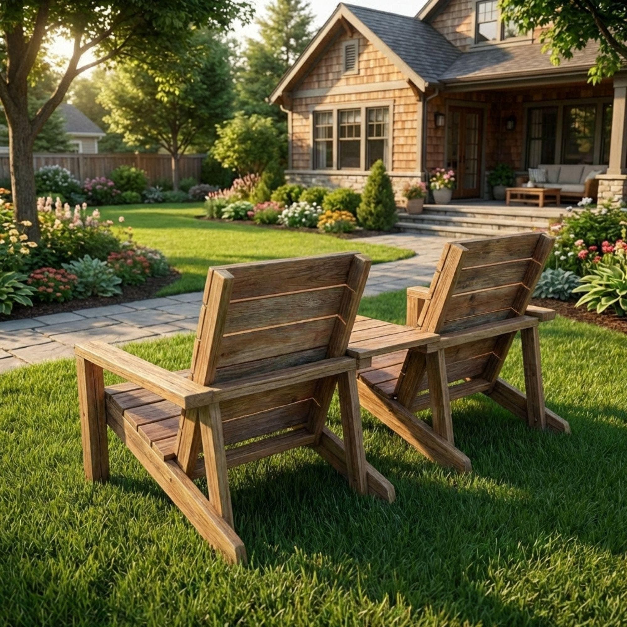 DIY Outdoor Double Chair Plans | Wooden Porch Furniture Blueprint | Double Seat Bench with Table PDF - view 7