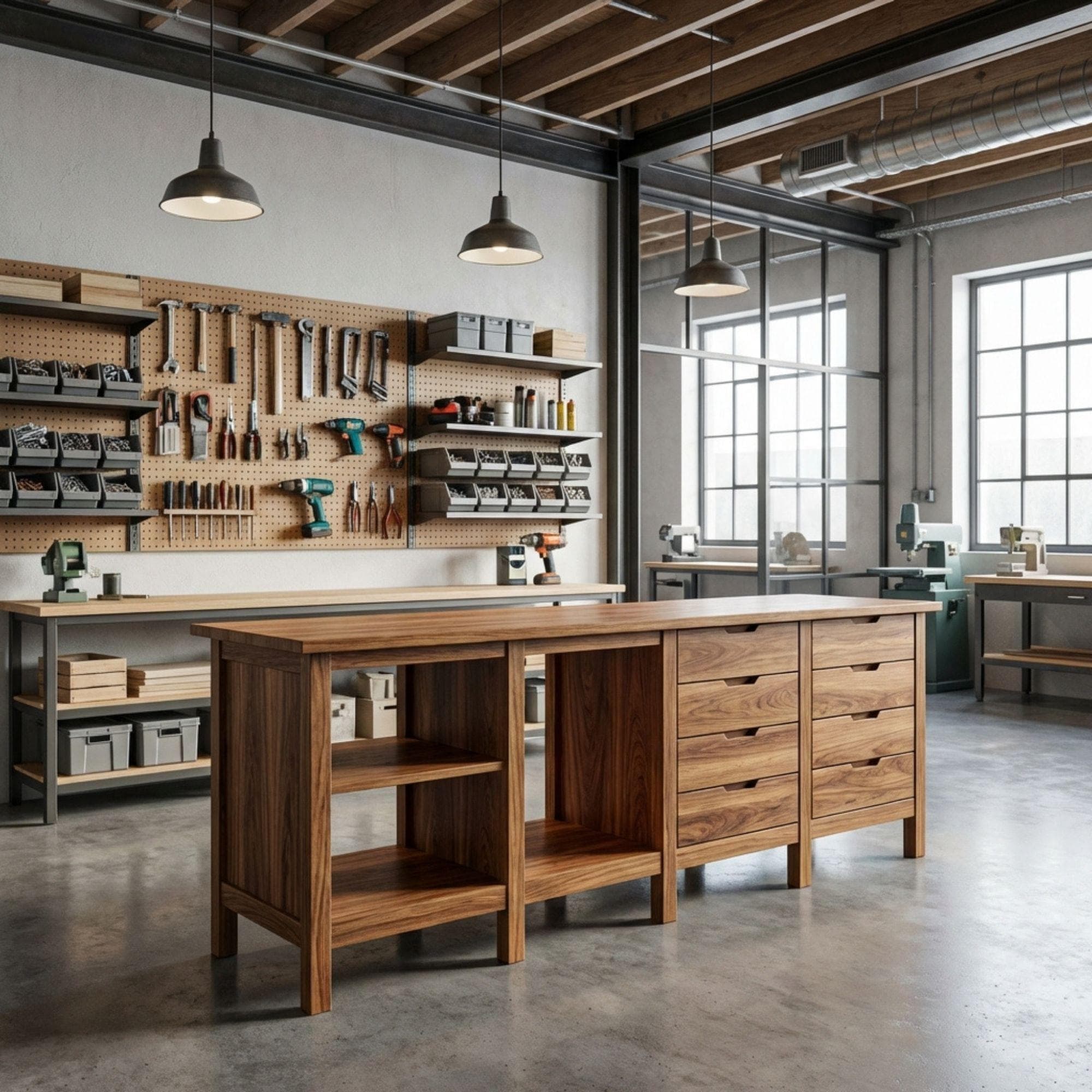 8ft Garage Workbench Plans | DIY Woodshop Table with Shelves (PDF Download) - view 8