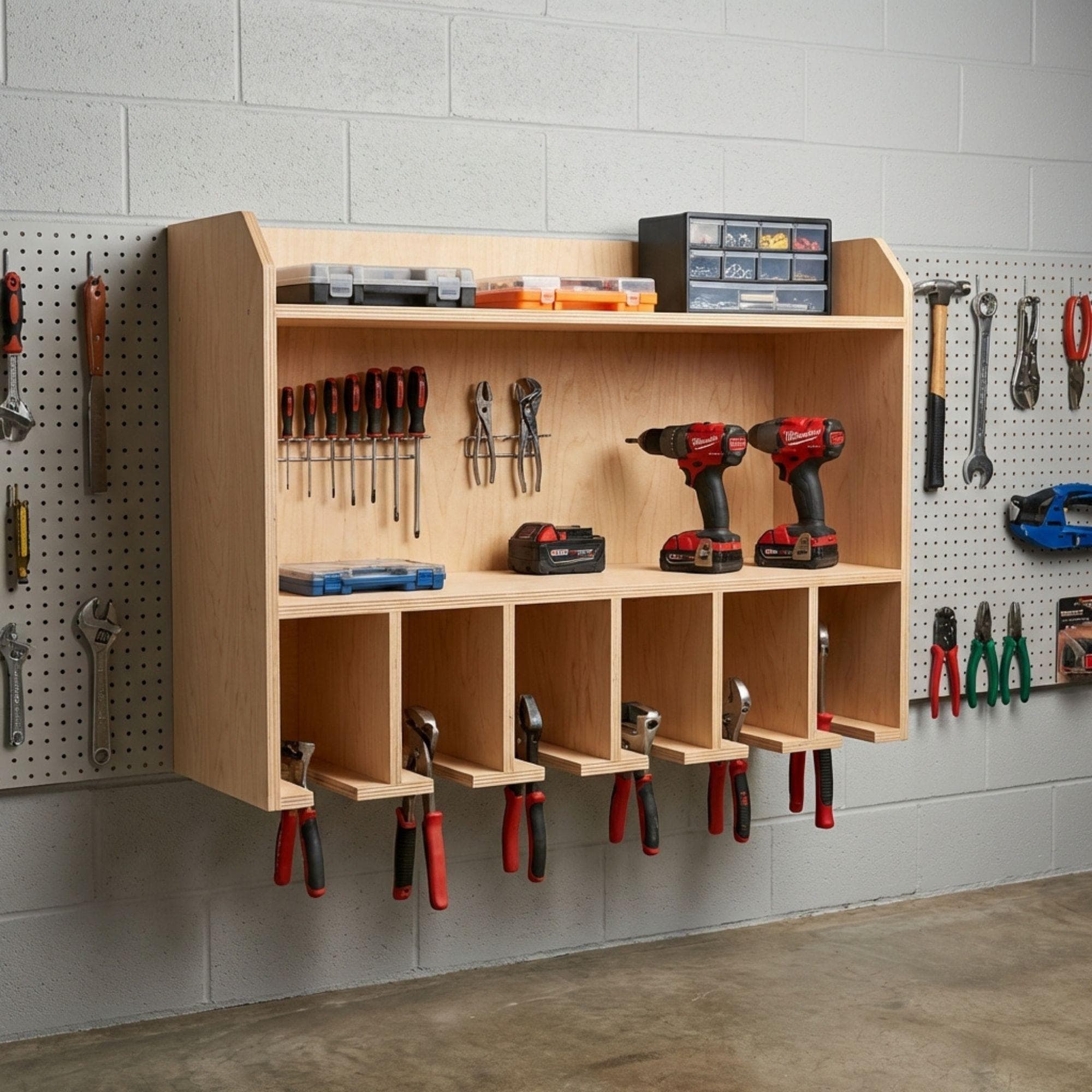 DIY Tool Organizer Plans | Cordless Drill Holder PDF | Power Tool Rack Plans | Wooden Drill Battery Storage Blueprint - view 3