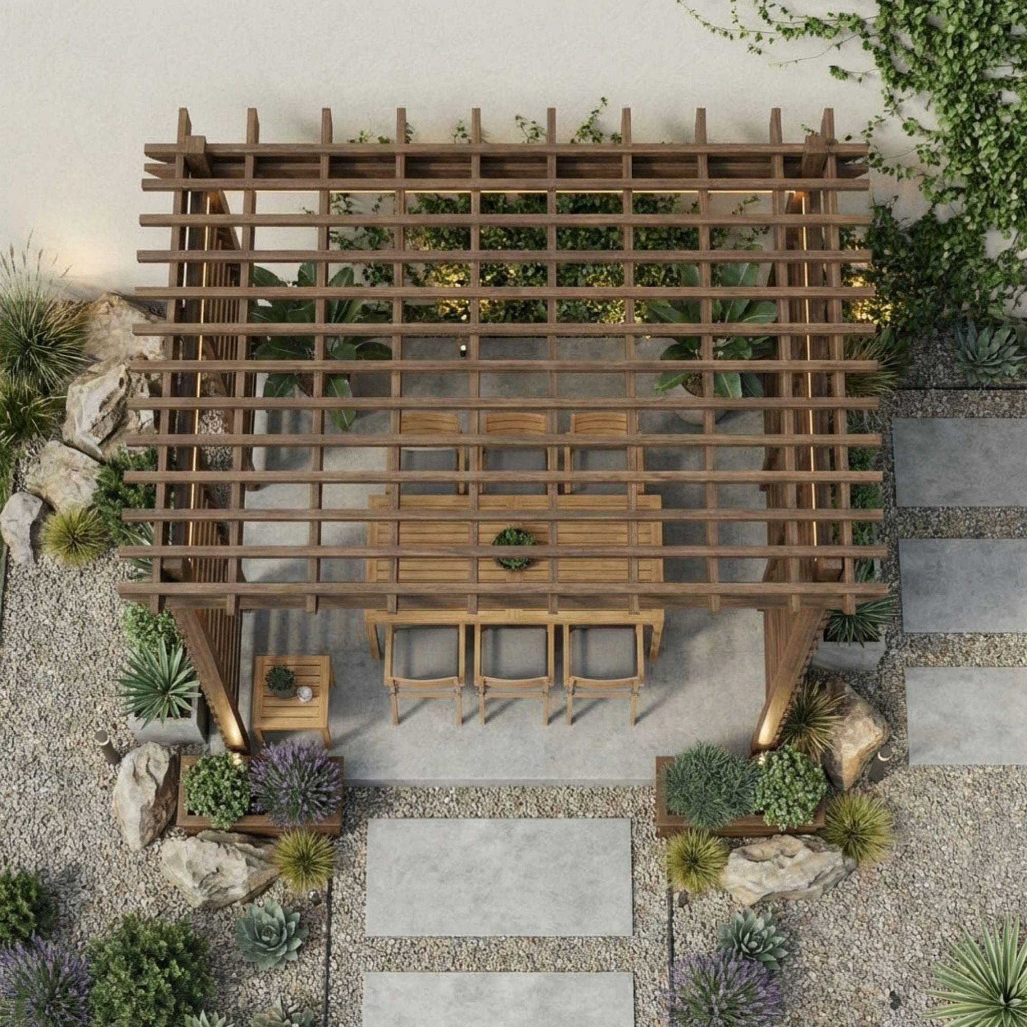 DIY Garden Pergolas Plans | Wood Pergolas Build Blueprint | Corner Privacy Pergola - view 5