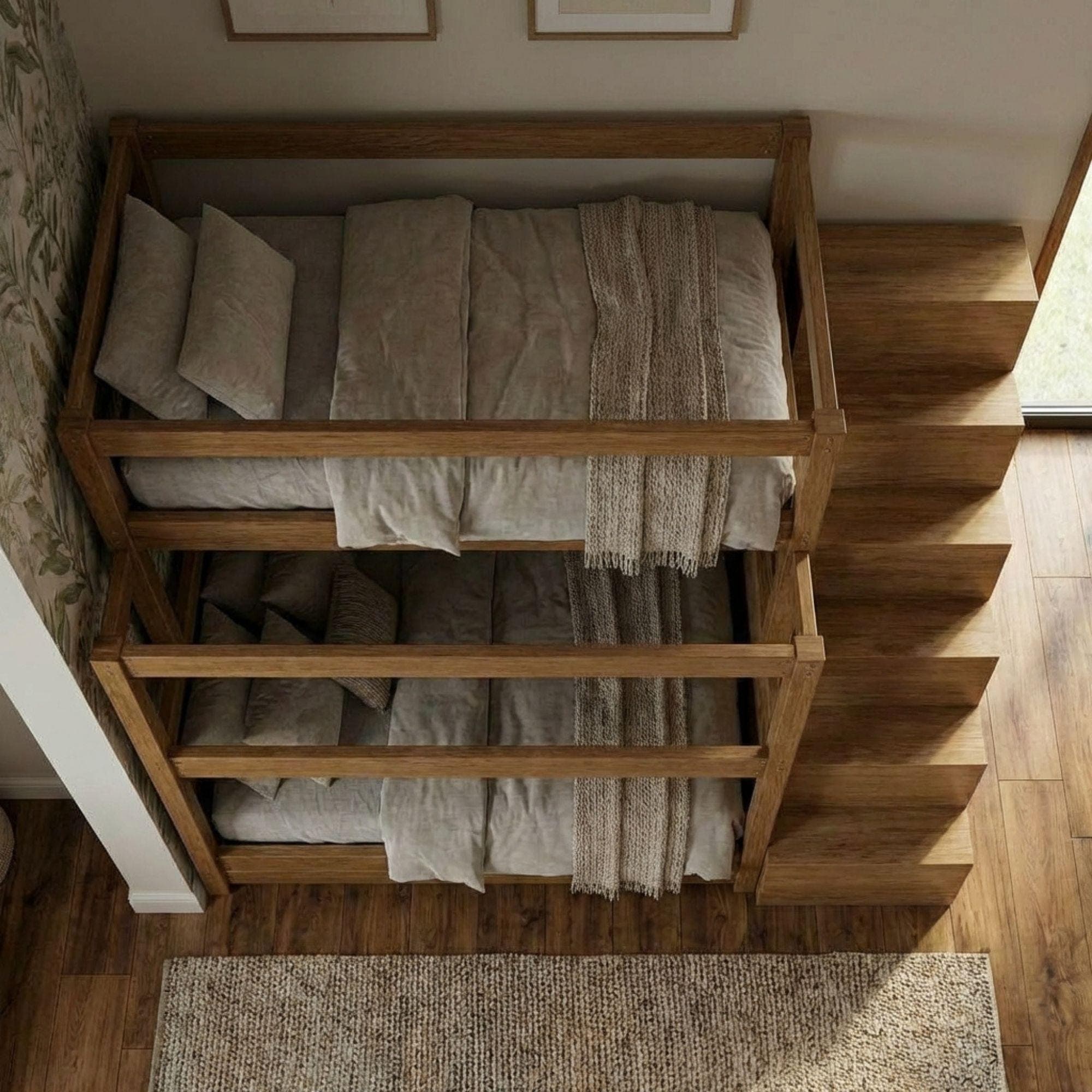 DIY Triple Bunk Bed Plans | 3 Tier Bunk Bed with Storage Stairs | Wooden Loft Bed Blueprint PDF - view 5