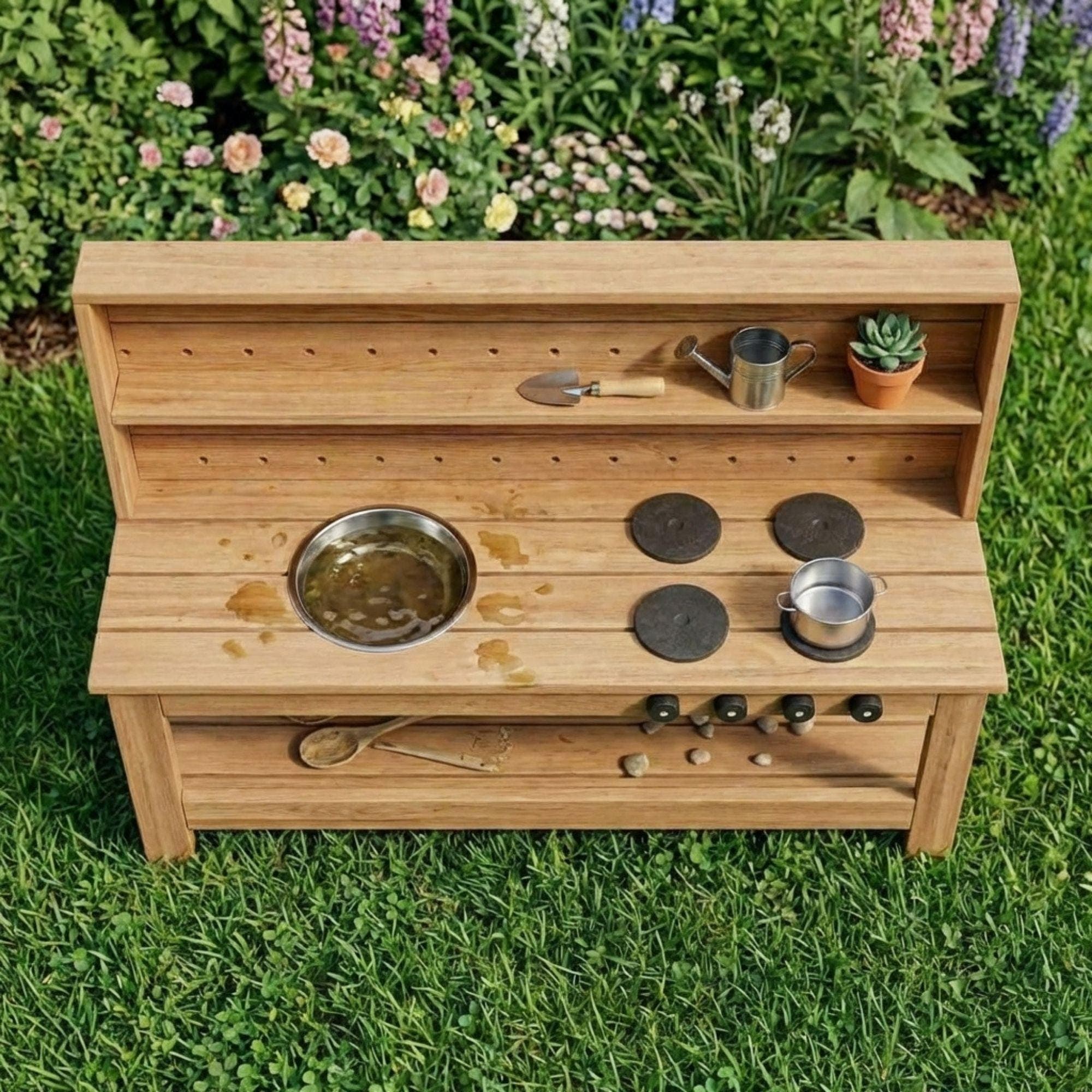 DIY Mud Kitchen Plans PDF | Outdoor Play Kitchen Blueprint | Large Montessori Pretend Play Station | Toddler Wooden Kitchen Build Guide - view 5